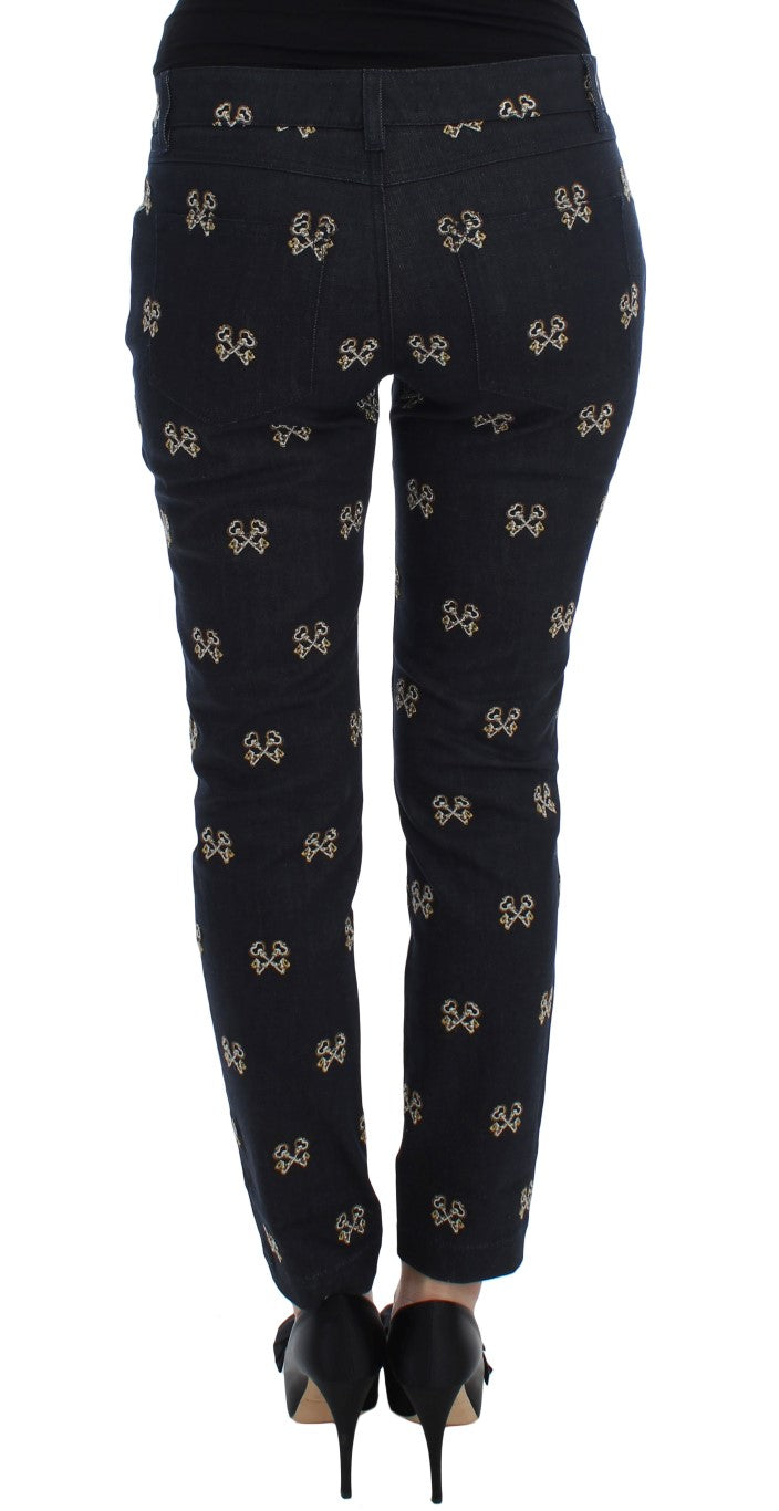 Dolce & Gabbana Blue Key Embroidered Slim Fit KATE Women's Jeans