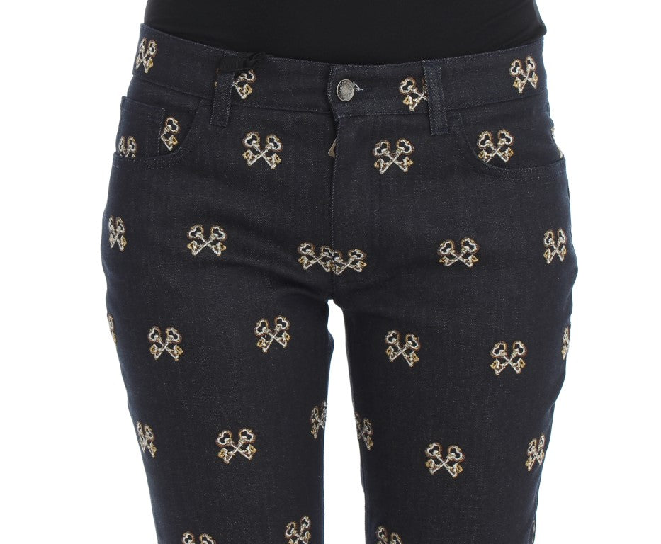 Dolce & Gabbana Blue Key Embroidered Slim Fit KATE Women's Jeans