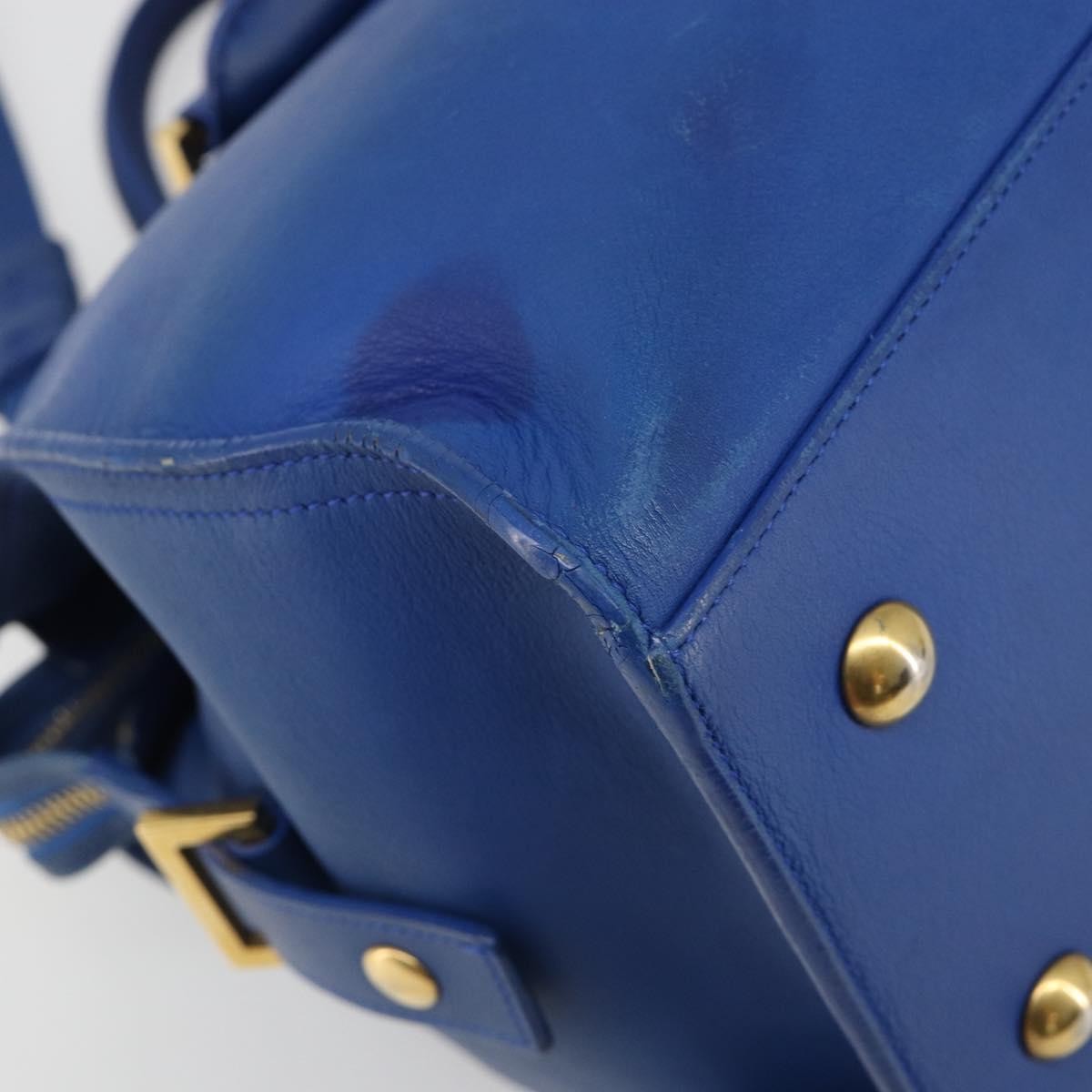Saint Laurent Classic Y Cabas Leather Blue Leather Tote Bag Bag (Pre-Owned)