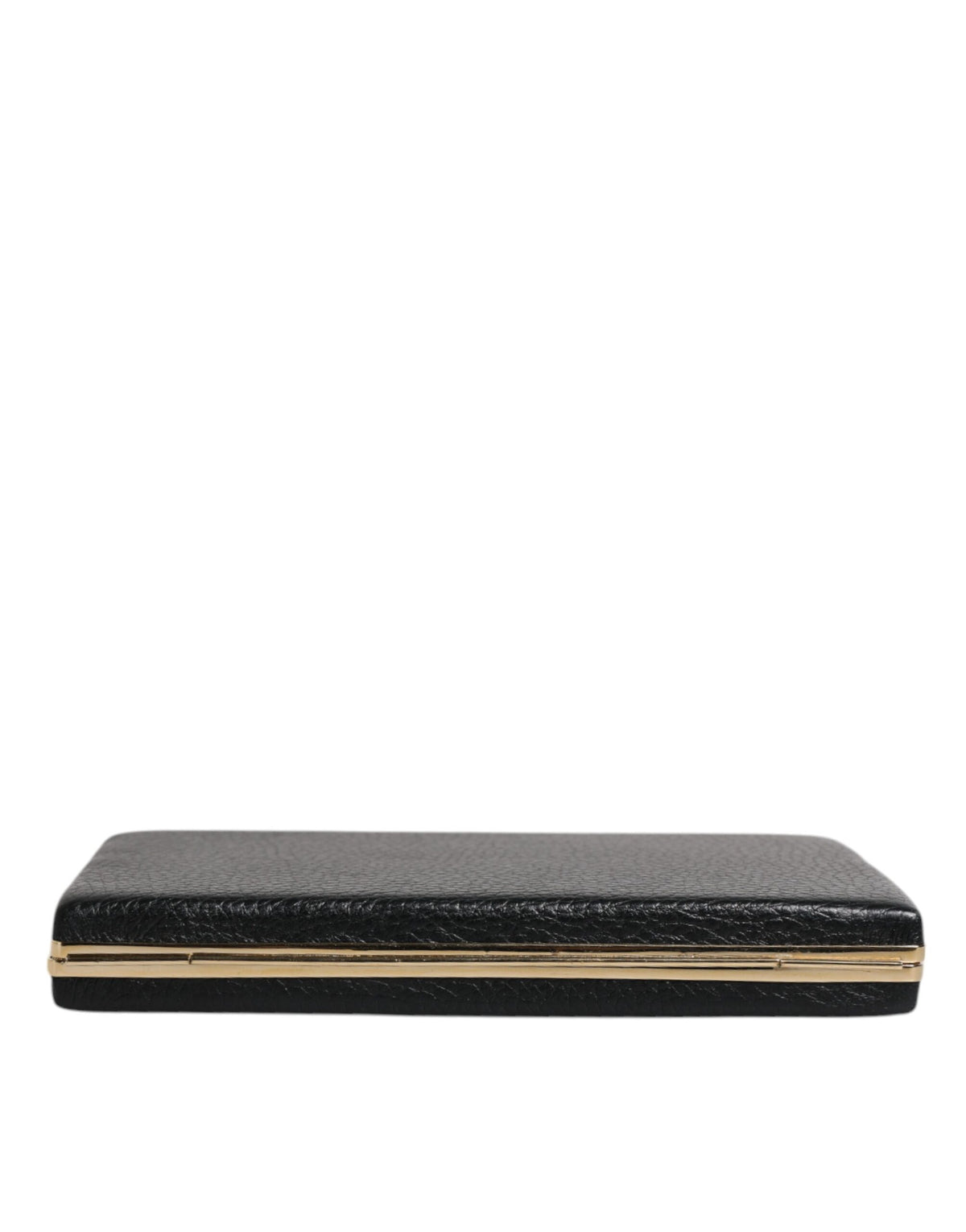 Dolce & Gabbana Black Leather Gold Frame Clutch Evening Party Purse Women's Bag