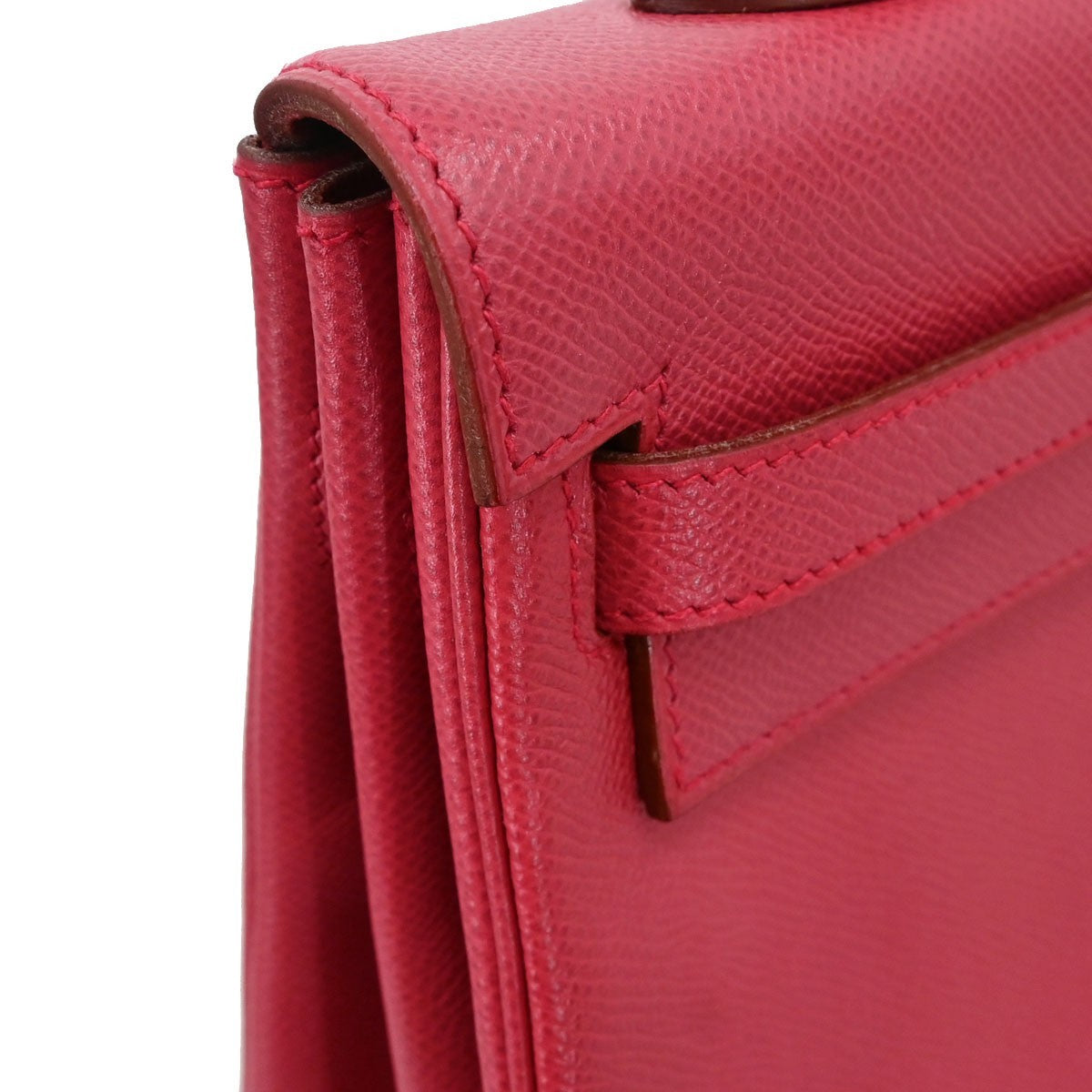 Hermes Kelly Red Courchevel With Gold Hardware Red Calfskin Handbag (Pre-Owned)