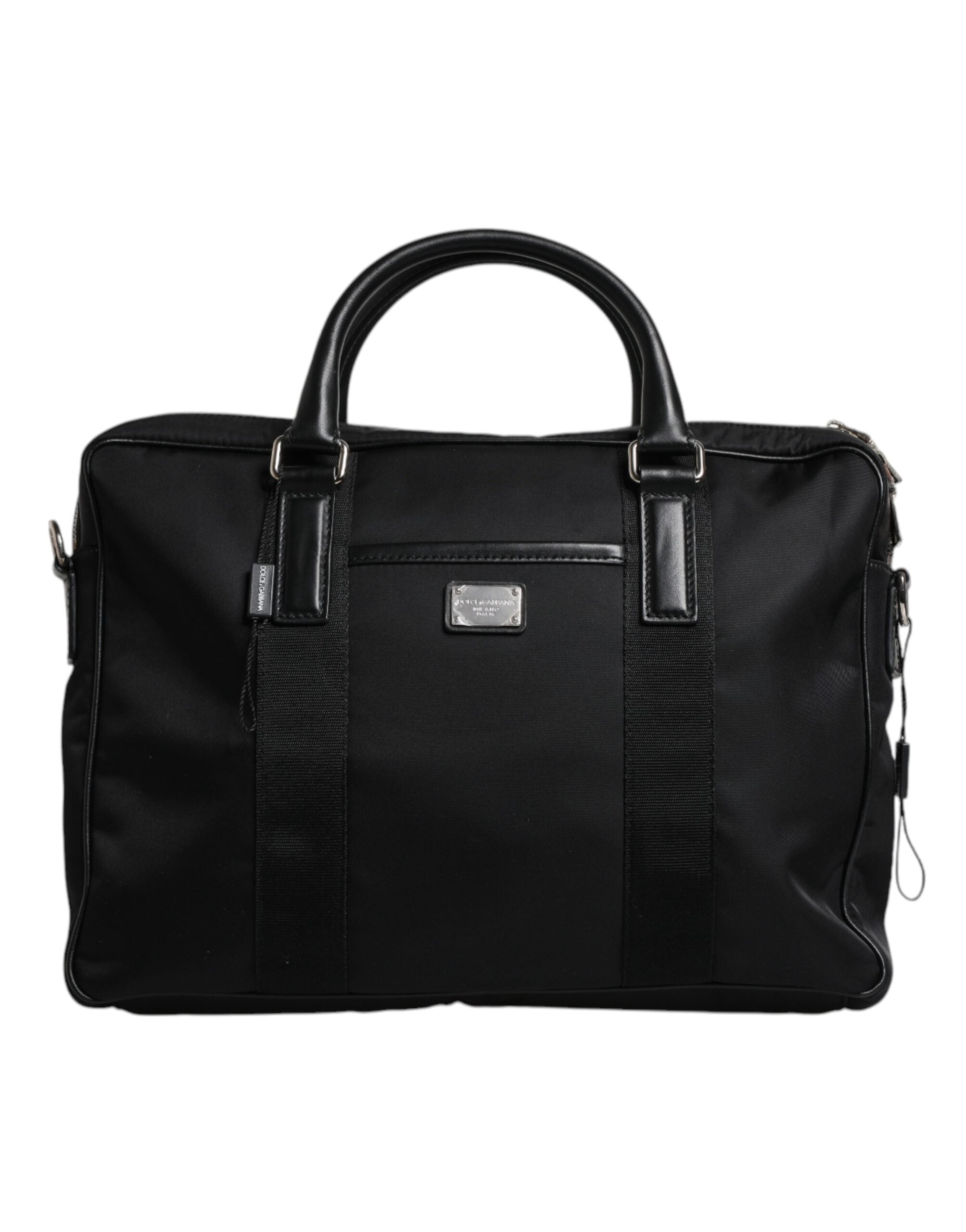 Dolce & Gabbana Black Logo Plaque Double Handle Messenger Men's Bag (Pre-Owned)