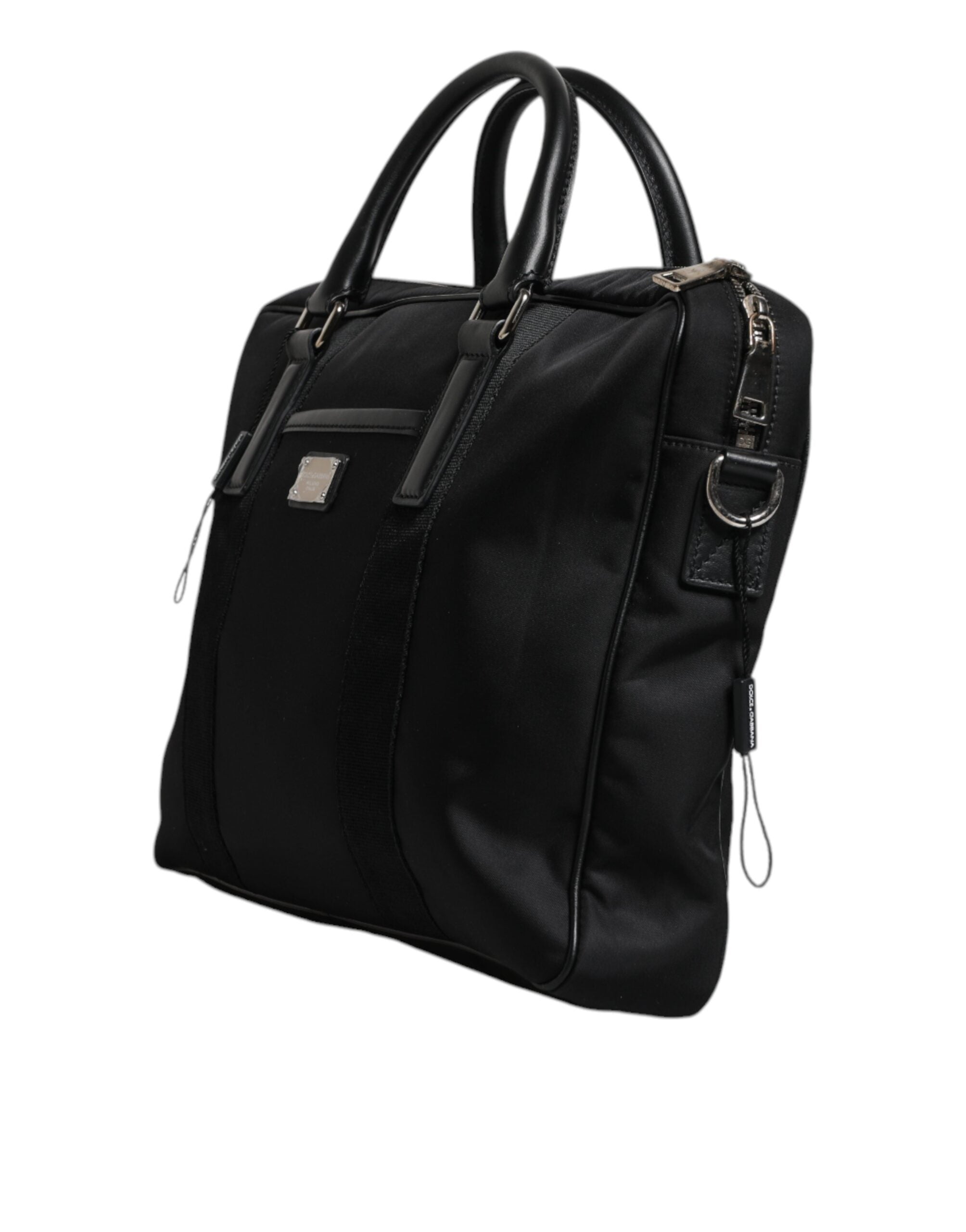 Dolce & Gabbana Black Logo Plaque Double Handle Messenger Men's Bag (Pre-Owned)