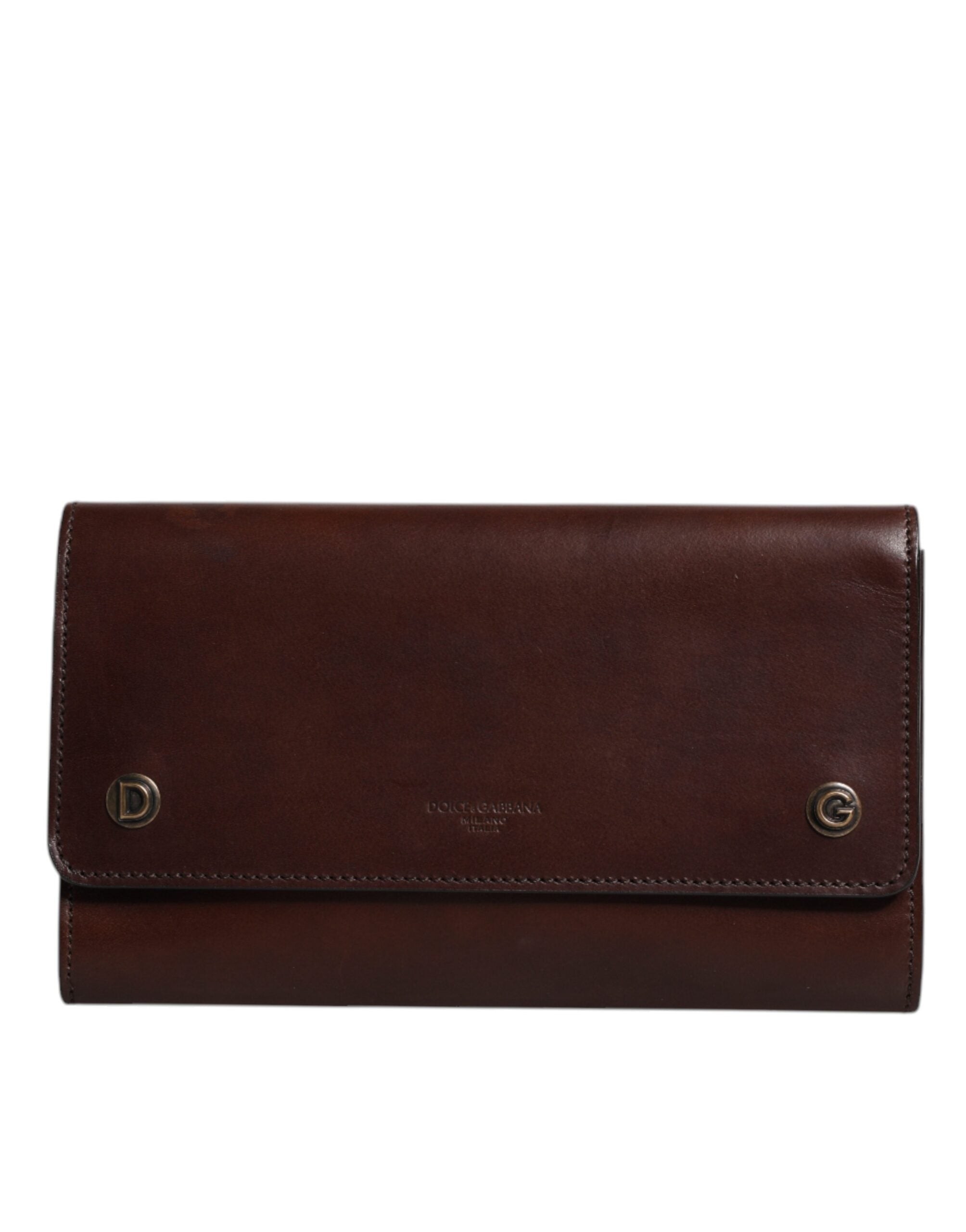 Dolce & Gabbana Brown Leather Logo Embossed Crossbody Women's Bag (Pre-Owned)