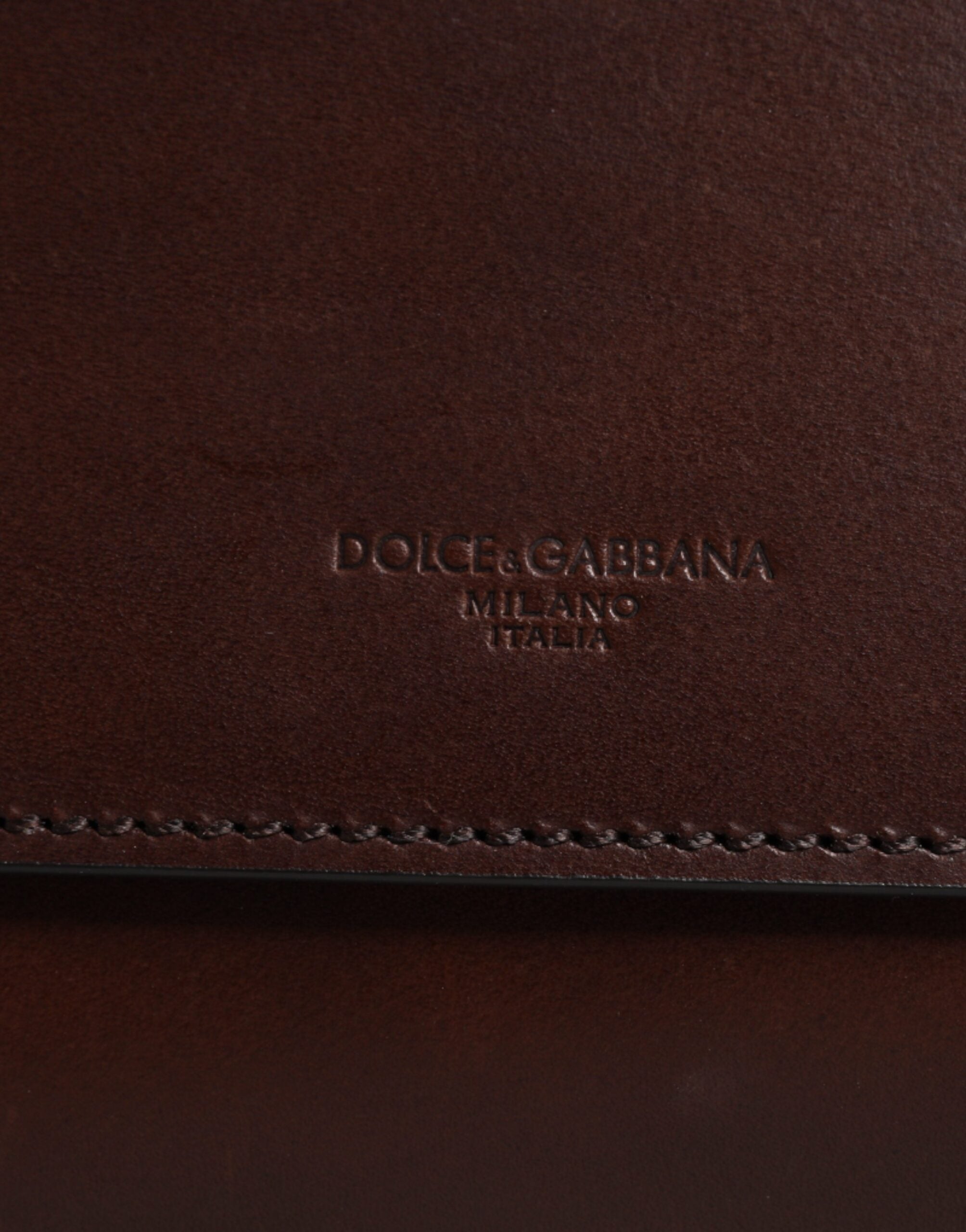 Dolce & Gabbana Brown Leather Logo Embossed Crossbody Women's Bag (Pre-Owned)