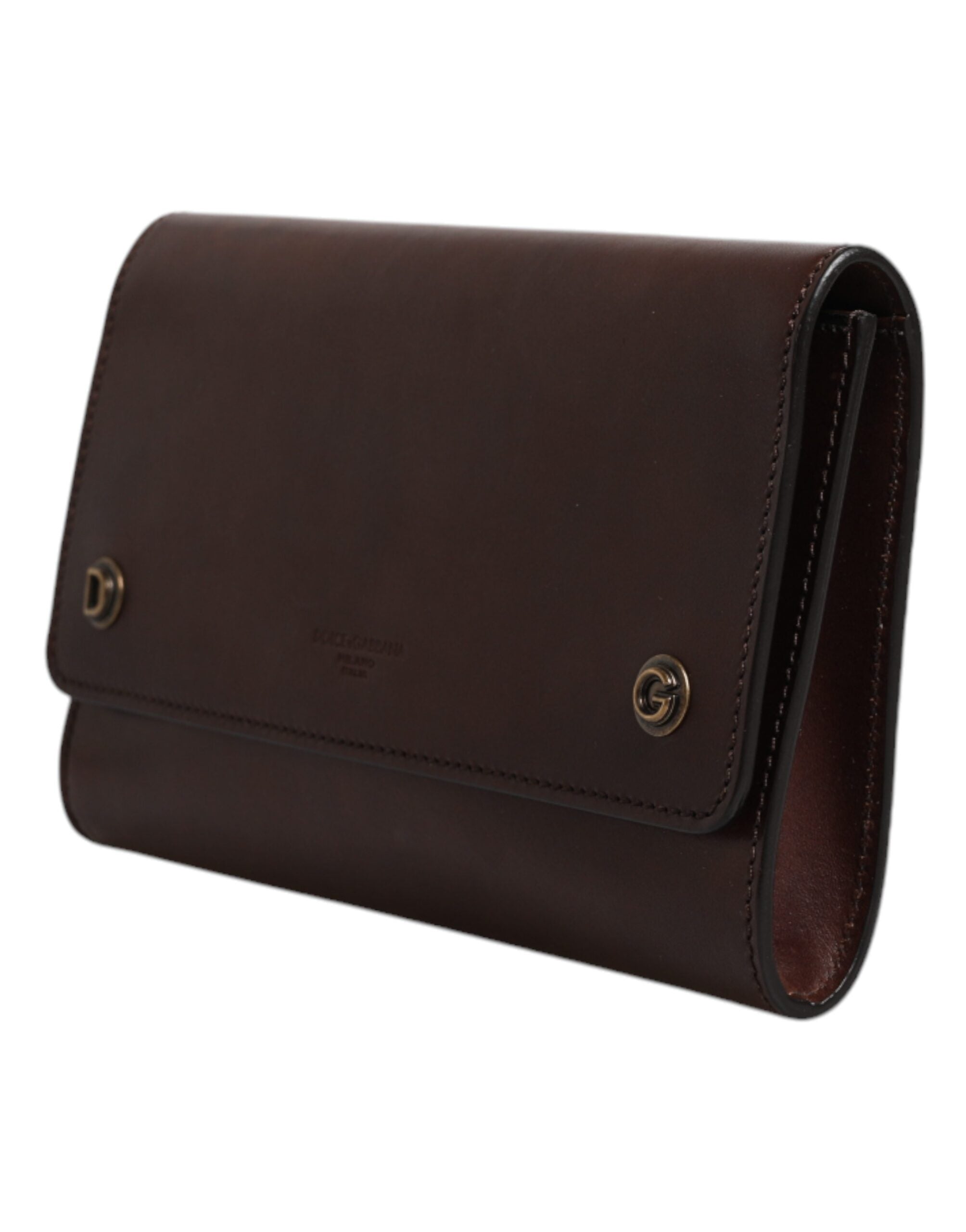 Dolce & Gabbana Brown Leather Logo Embossed Crossbody Women's Bag (Pre-Owned)