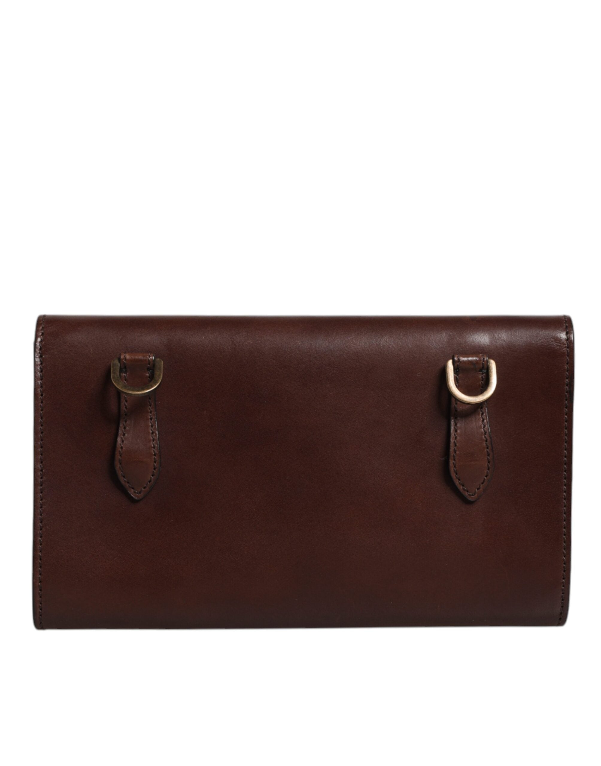 Dolce & Gabbana Brown Leather Logo Embossed Crossbody Women's Bag (Pre-Owned)