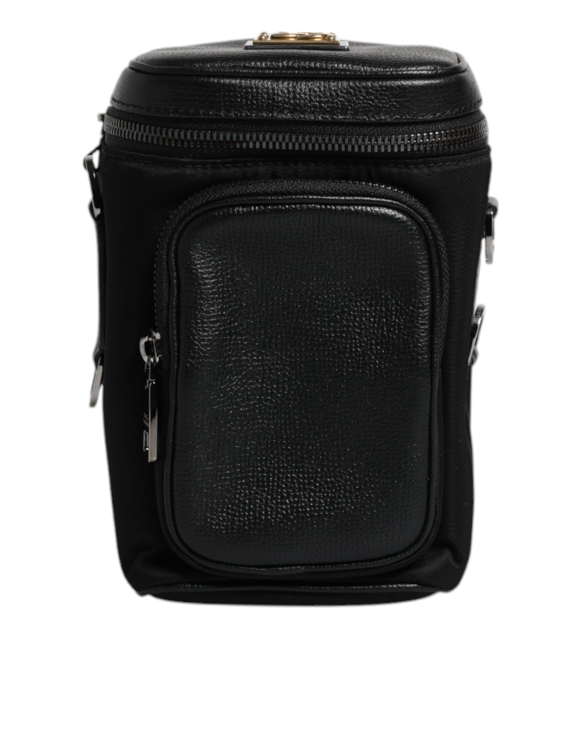 Dolce & Gabbana Black Leather Logo Purse Crossbody Camera Men's Bag