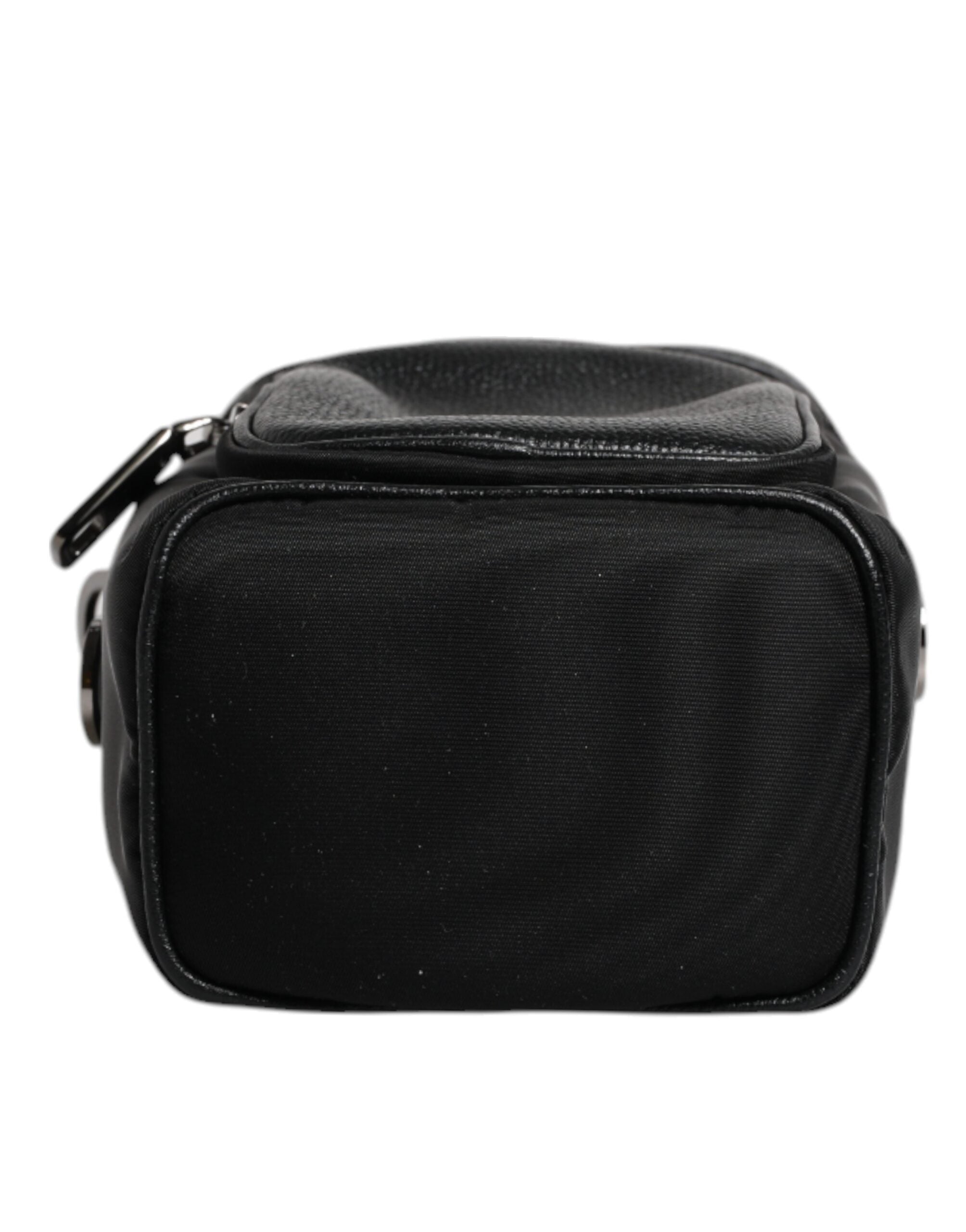 Dolce & Gabbana Black Leather Logo Purse Crossbody Camera Men's Bag