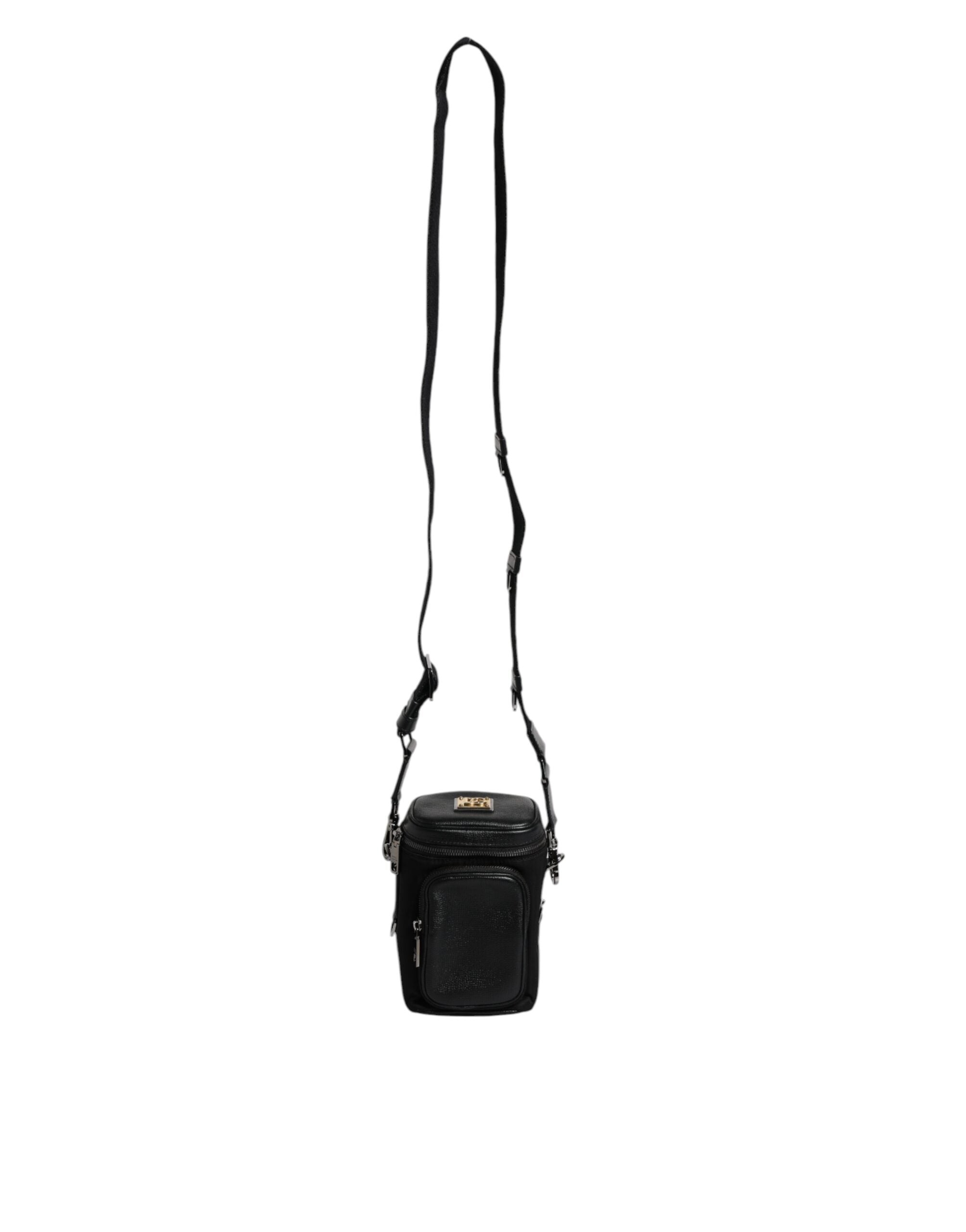 Dolce & Gabbana Black Leather Logo Purse Crossbody Camera Men's Bag