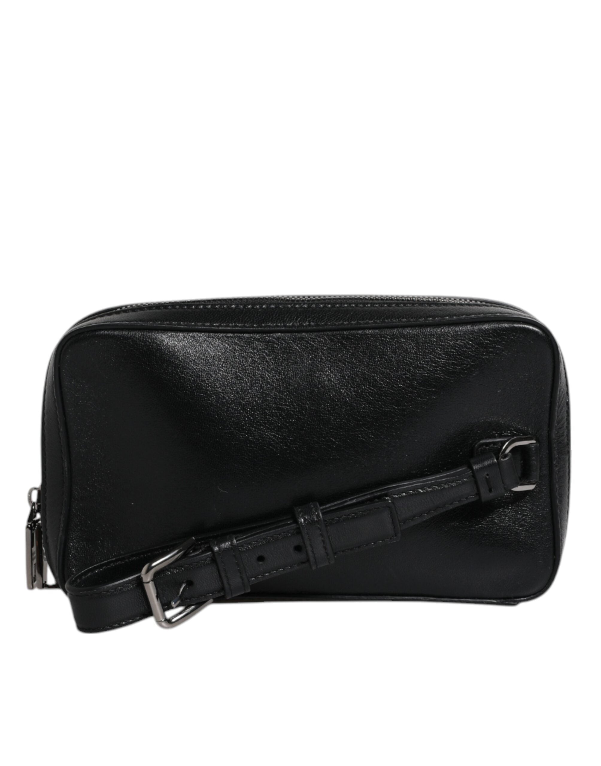 Dolce & Gabbana Black Leather LED Logo Wrist Strap Clutch Women's Bag (Pre-Owned)
