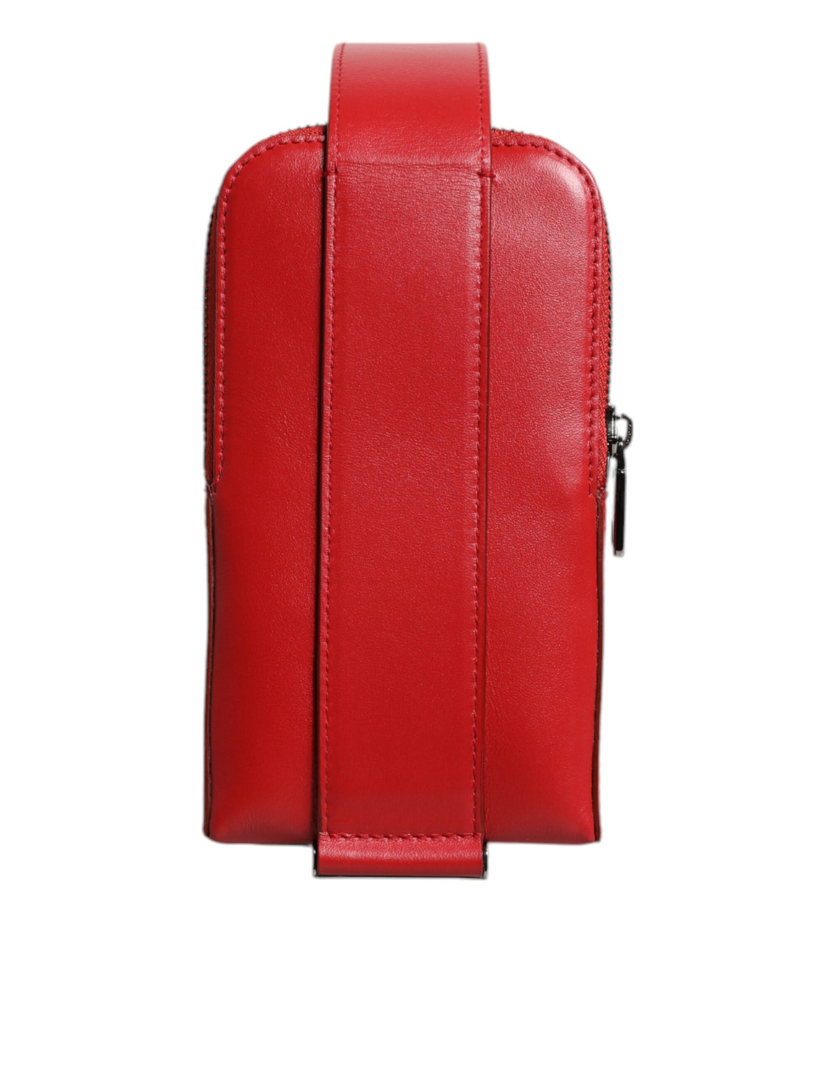 Dolce & Gabbana Red Leather Logo Zip Around Card Holder Wide Strap Men's Wallet (Pre-Owned)