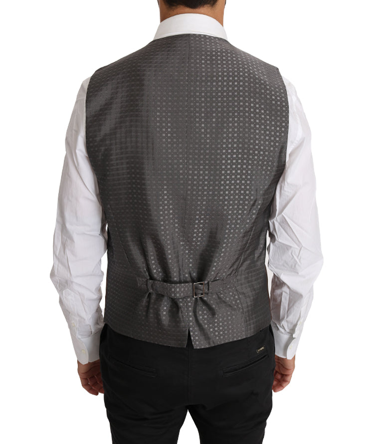 Dolce & Gabbana Brown Wool Silk Waistcoat Men's Vest