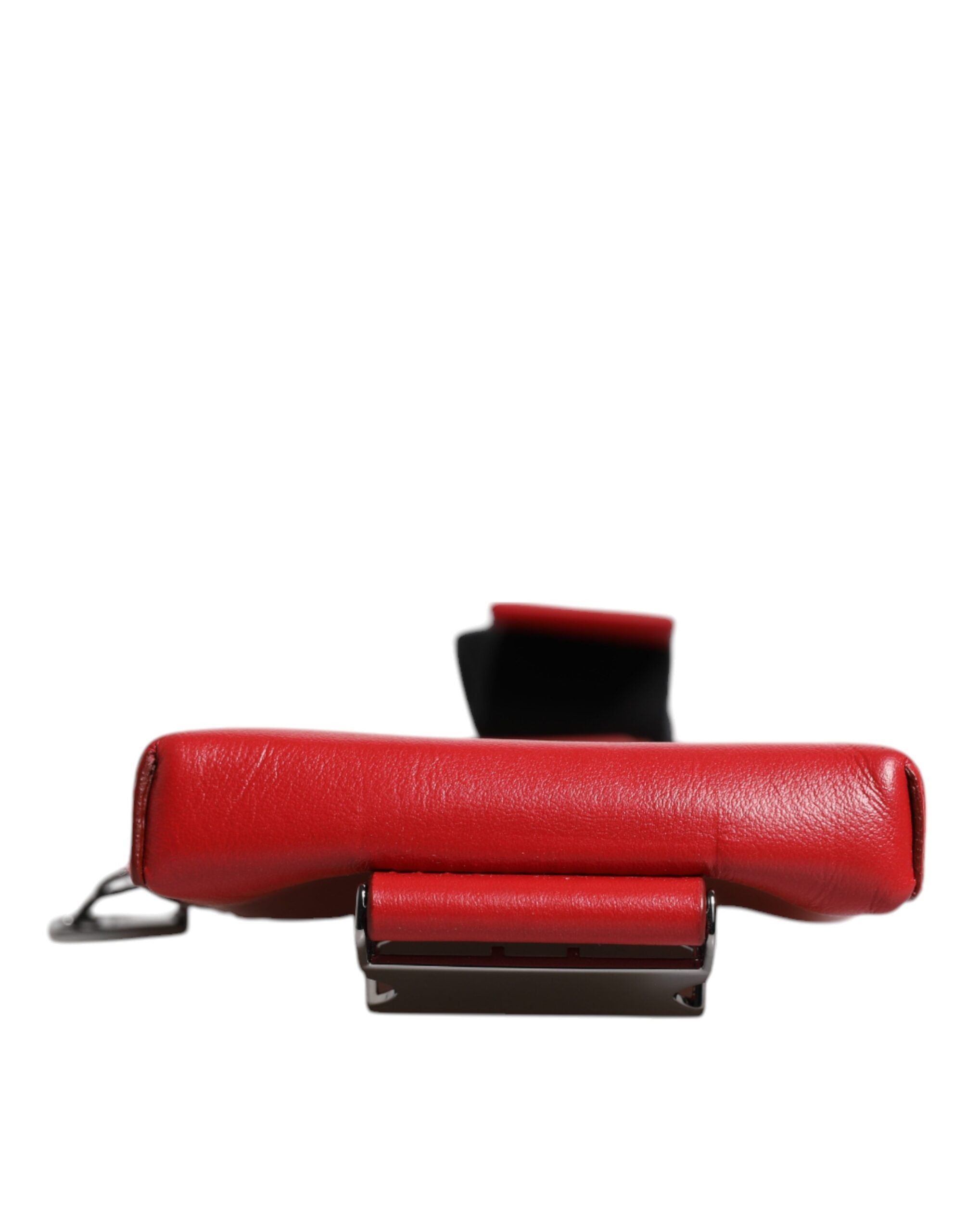 Dolce & Gabbana Red Leather Logo Zip Around Card Holder Wide Strap Men's Wallet (Pre-Owned)