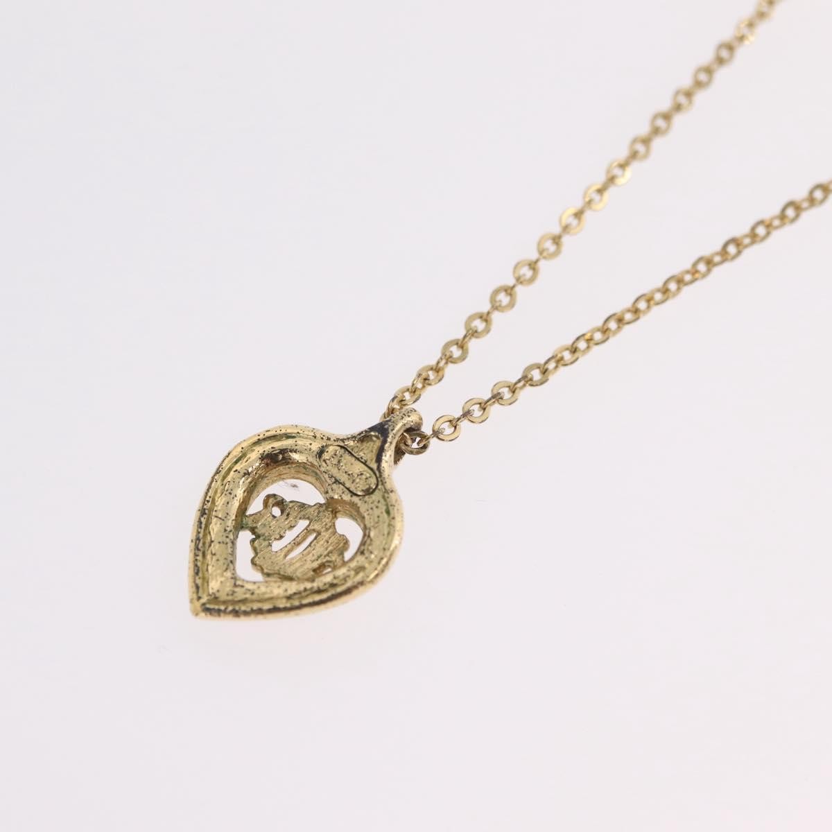 Christian Dior Logo Heart Pendant Metal Gold Metal Necklace Jewelry (Pre-Owned)