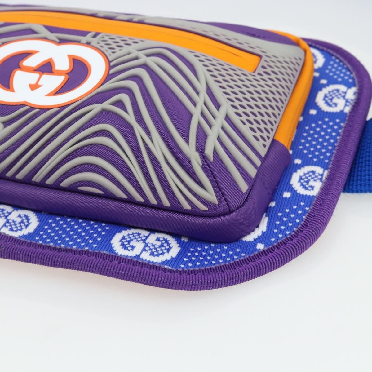 Gucci Panelled Front Pocket Belt Gg Jacquard Nylon And Rubber Purple Nylon Handbag (Pre-Owned)