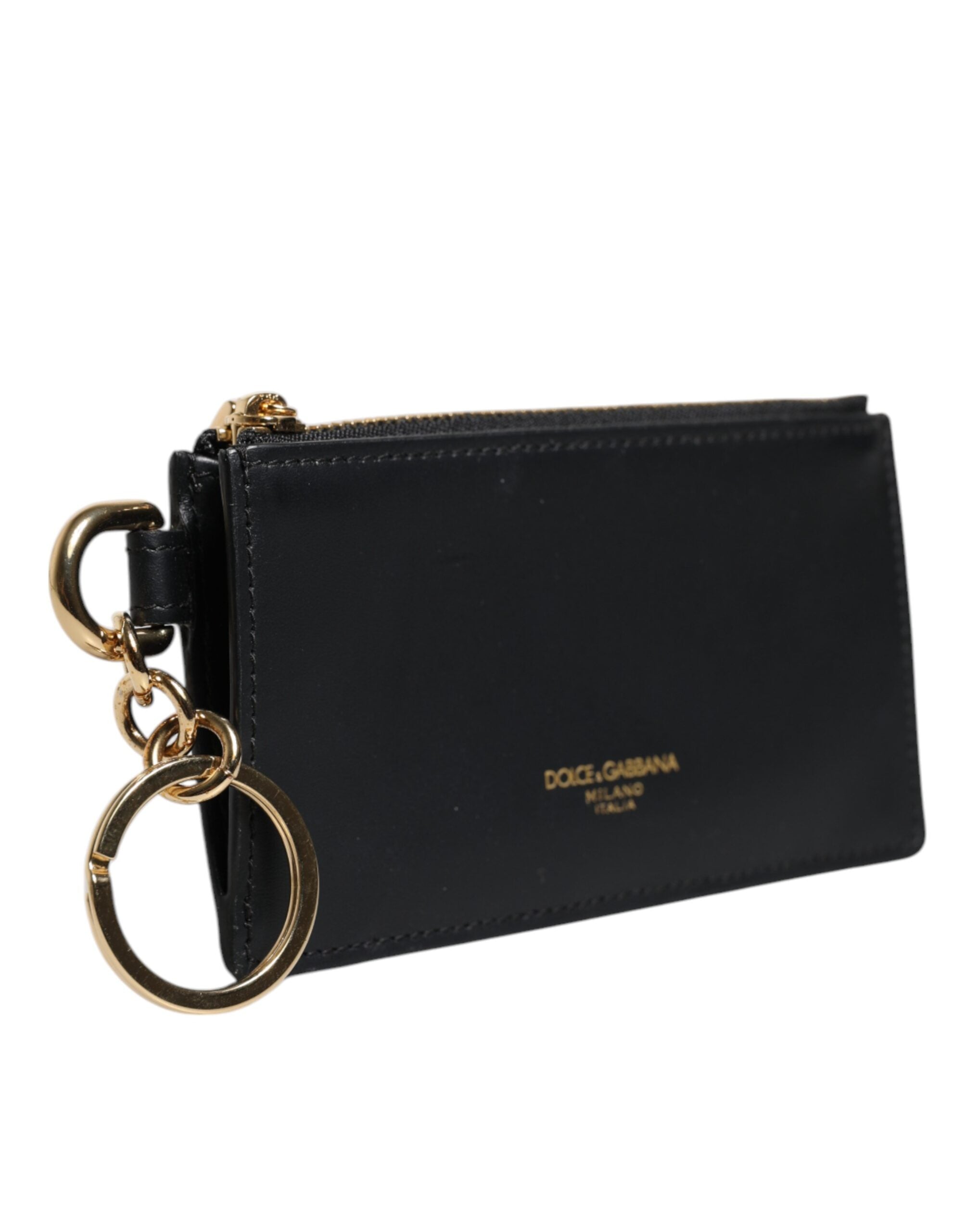 Dolce & Gabbana Black Calfskin Leather DG Logo Card Holder Men's Wallet (Pre-Owned)