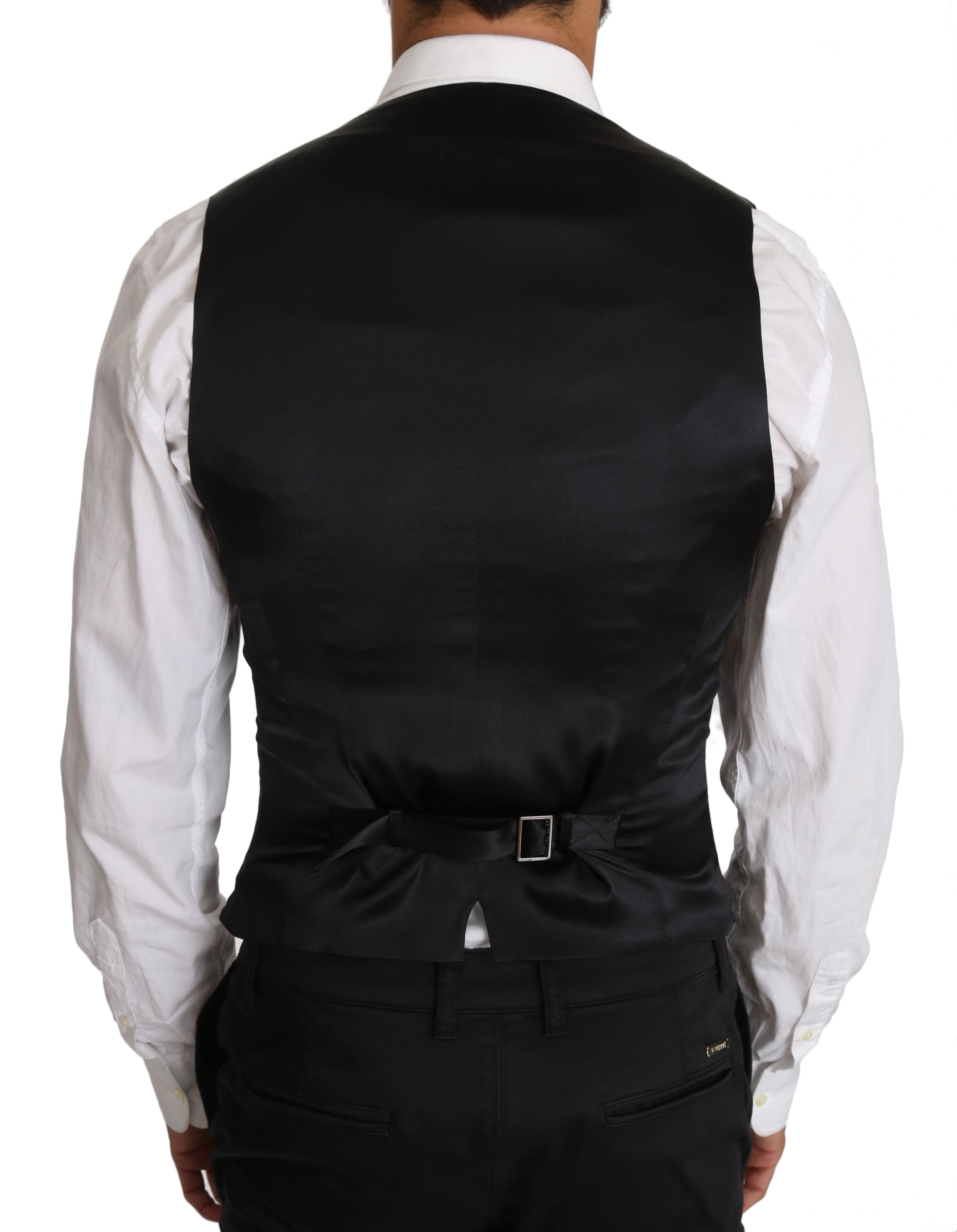 Dolce & Gabbana Gray Wool Double Breasted Waistcoat Men's Vest