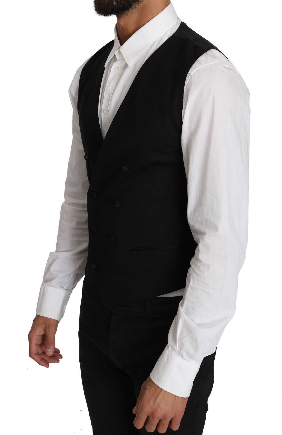 Dolce & Gabbana Gray Wool Double Breasted Waistcoat Men's Vest
