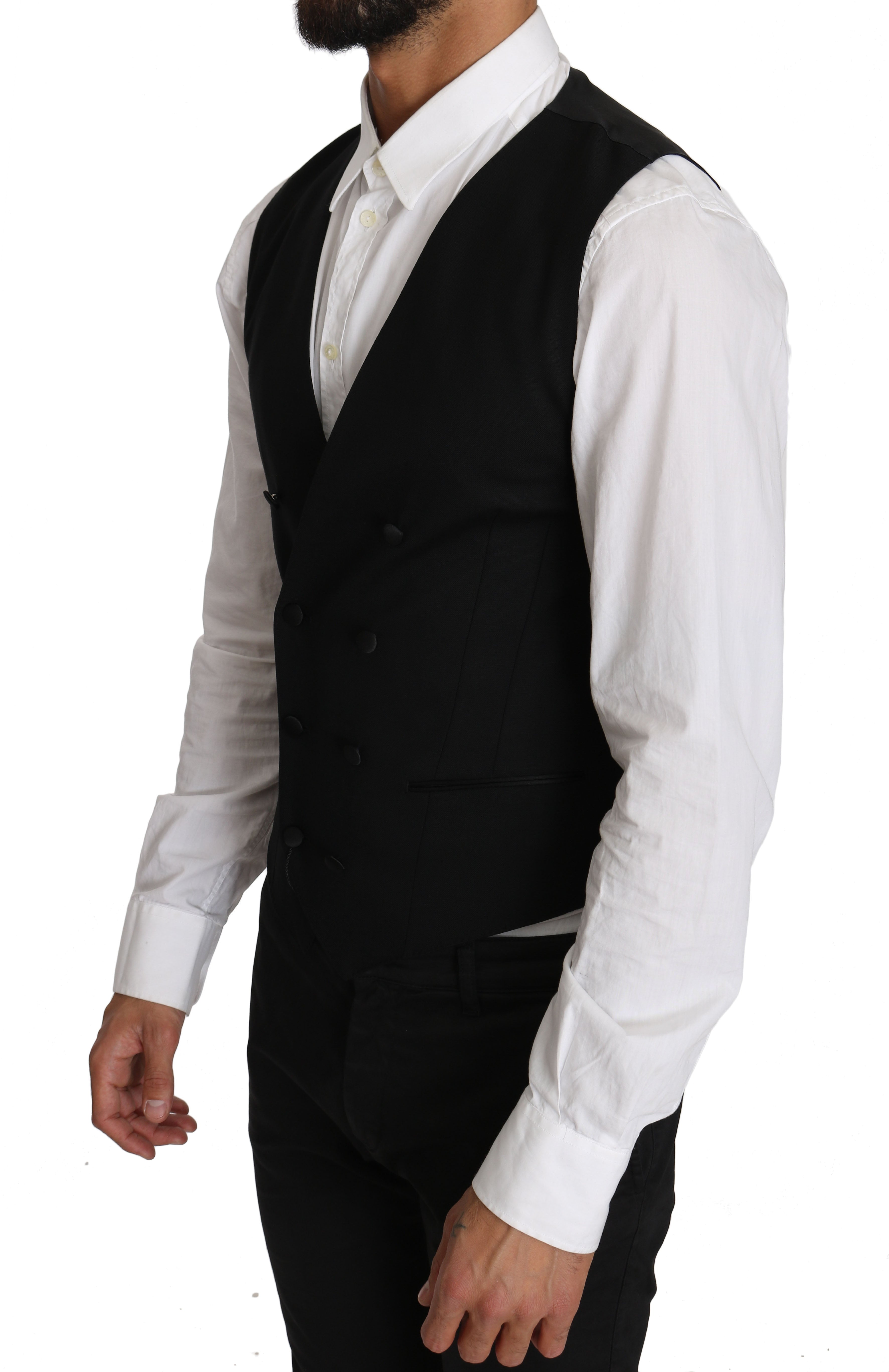 Dolce & Gabbana Gray Wool Double Breasted Waistcoat Men's Vest