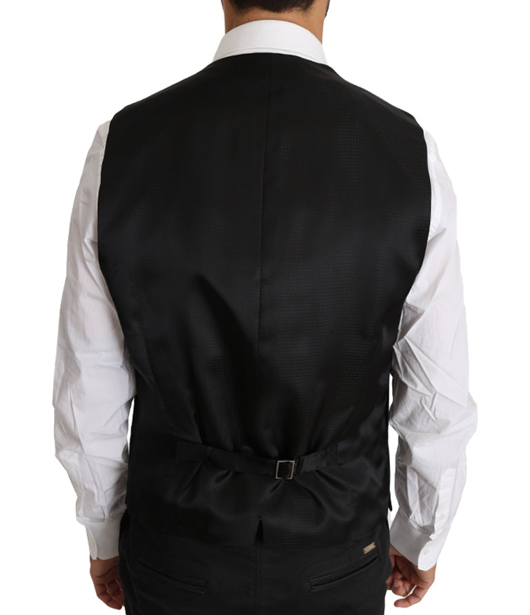 Dolce & Gabbana Gray Wool Silk Waistcoat Men's Vest