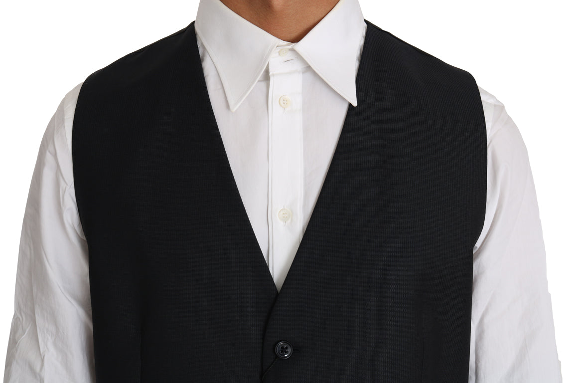 Dolce & Gabbana Gray Wool Silk Waistcoat Men's Vest