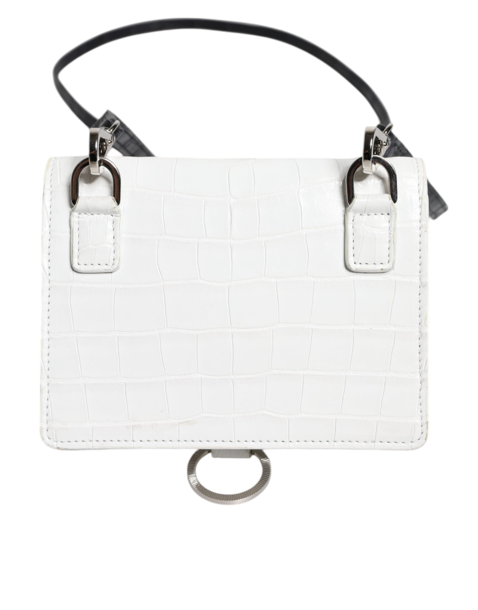 Dolce & Gabbana White Blue Leather Bifold Crossbody Sling Women's Wallet (Pre-Owned)