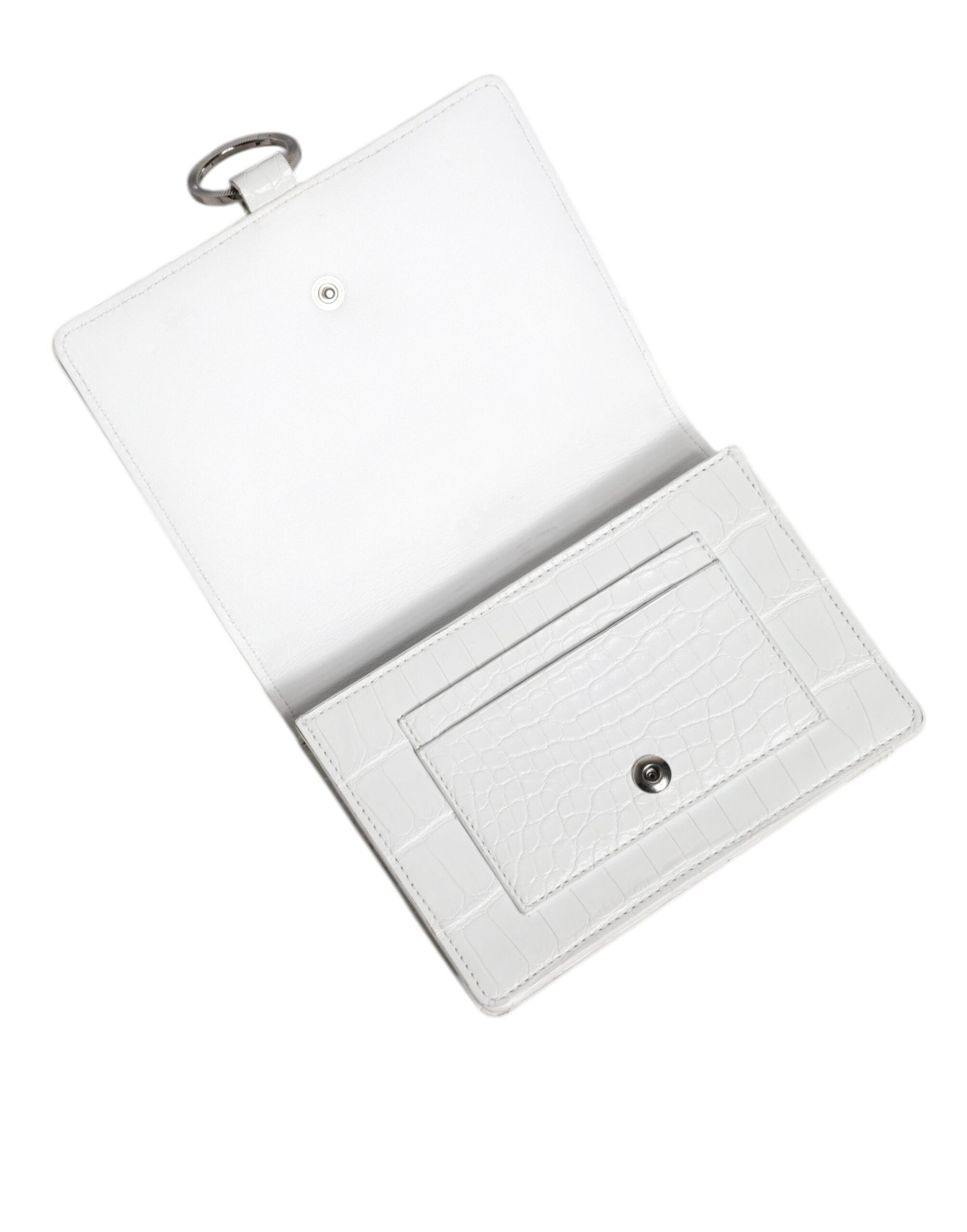 Dolce & Gabbana White Blue Leather Bifold Crossbody Sling Women's Wallet (Pre-Owned)