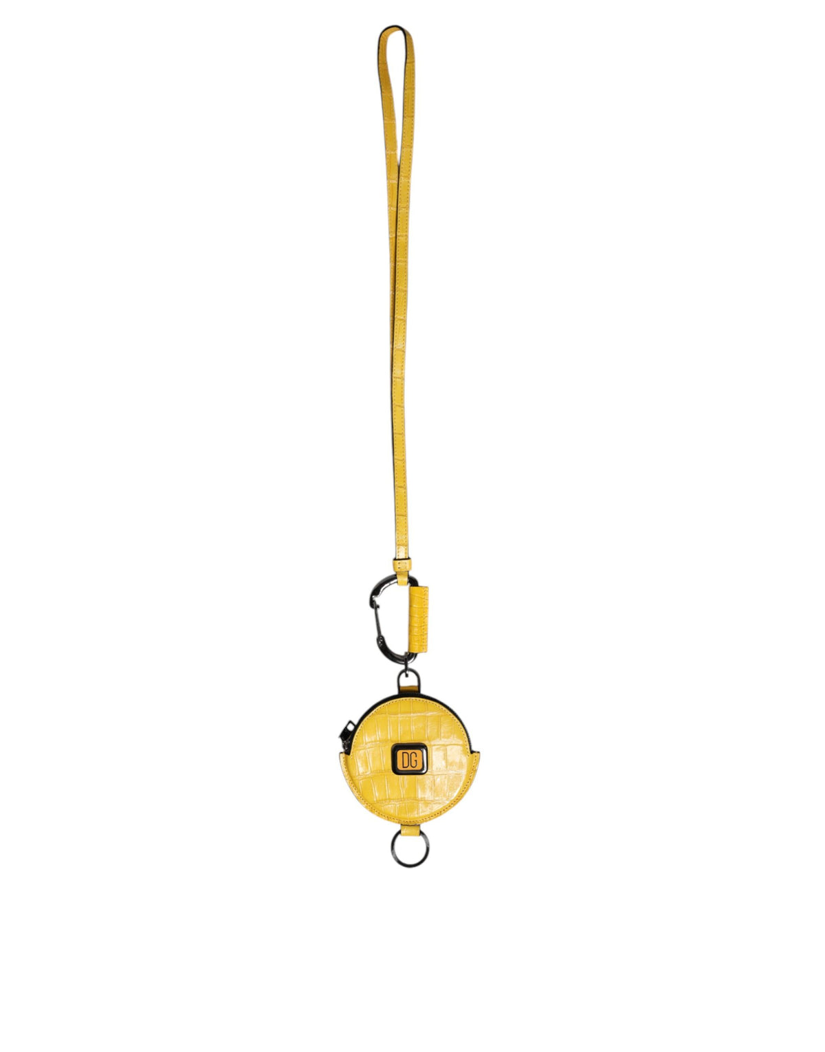 Dolce & Gabbana Yellow Round Leather DG Logo Coin Purse Lanyard Men's Wallet