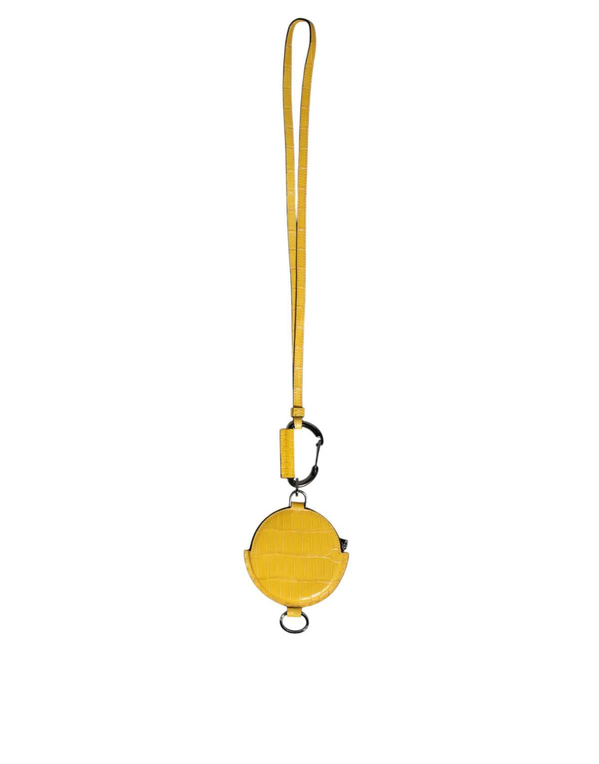Dolce & Gabbana Yellow Round Leather DG Logo Coin Purse Lanyard Men's Wallet