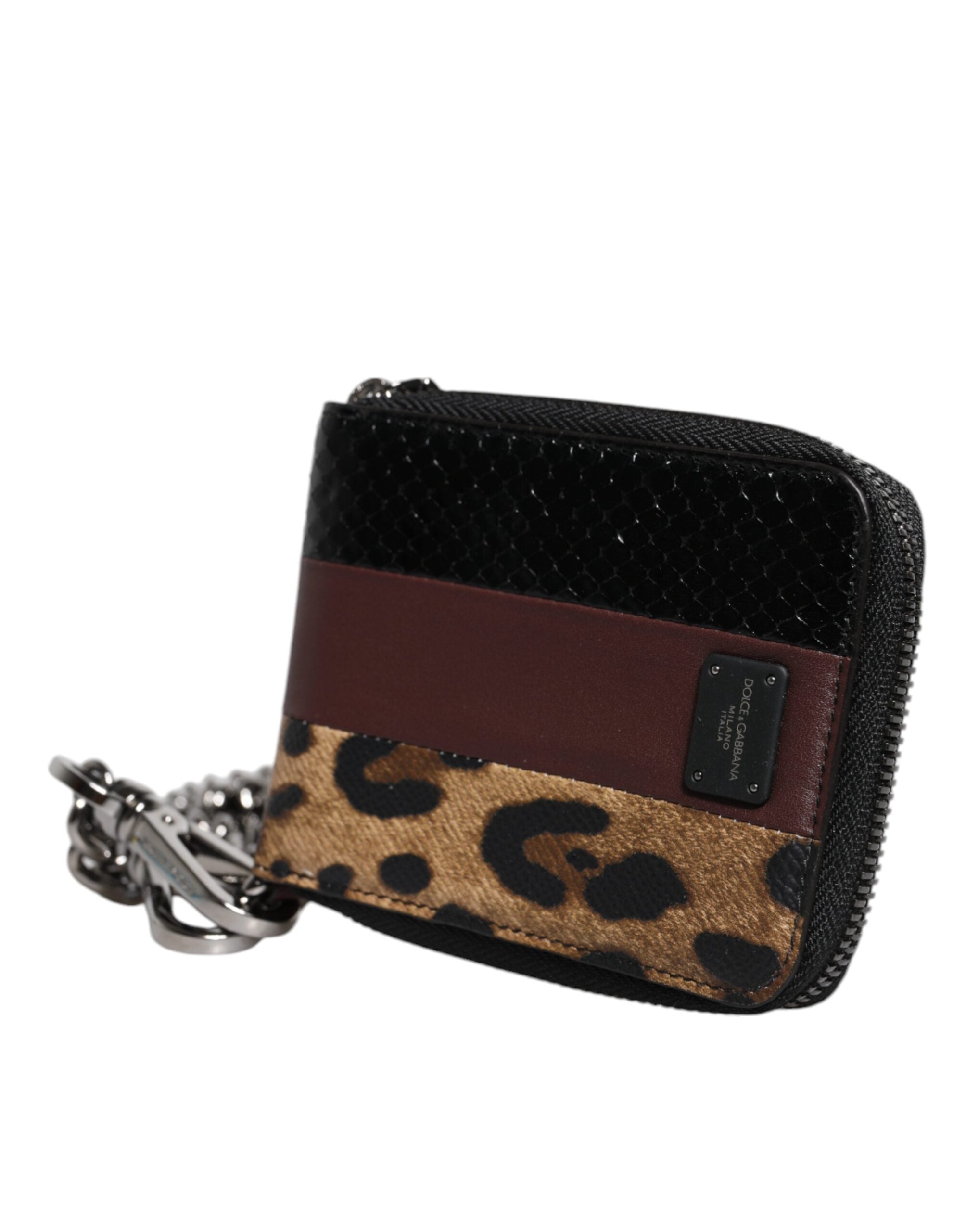 Dolce & Gabbana Multicolor Leopard Leather DG Bifold Card Holder Women's Wallet