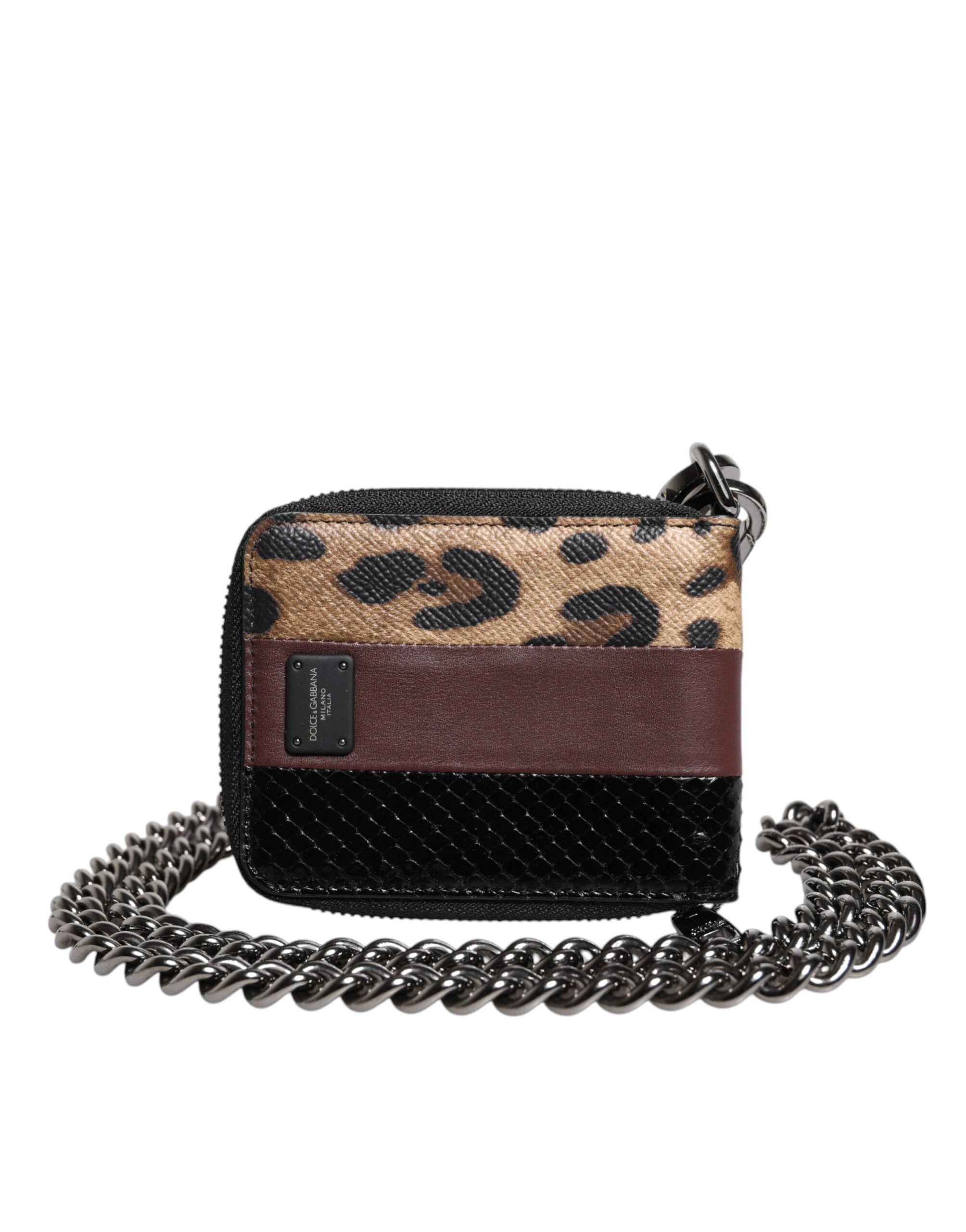 Dolce & Gabbana Multicolor Leopard Leather DG Bifold Card Holder Women's Wallet