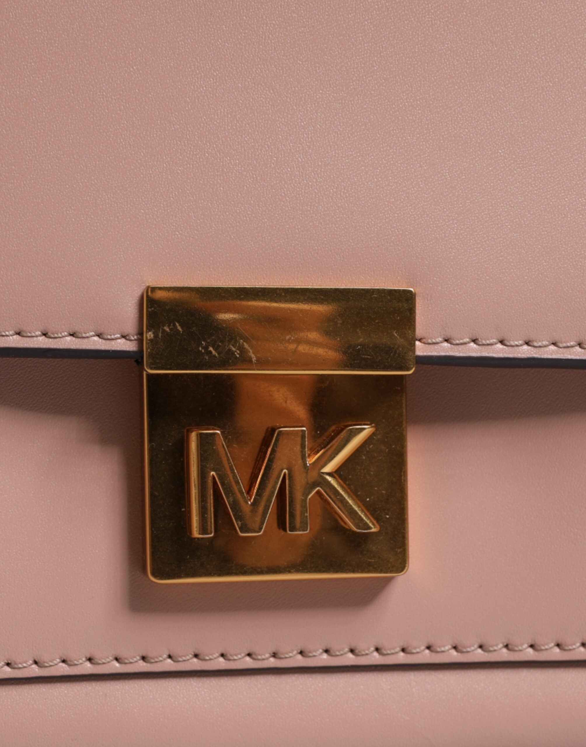 Michael Kors Pink Leather Logo Plaque Crossbody MINDY Satchel Women's Bag