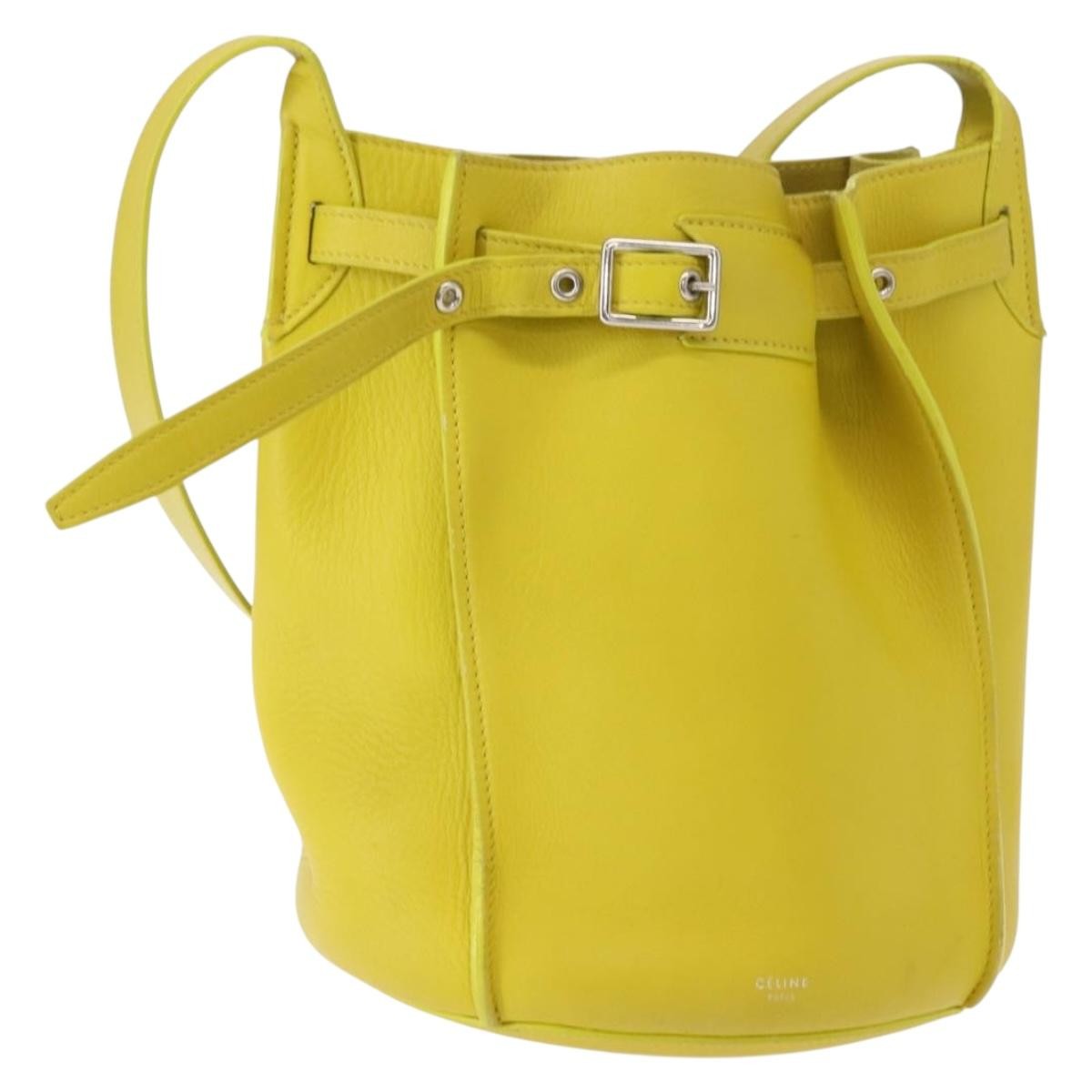 Celine Long Strap Big Bag Bucket Leather Yellow Leather Handbag (Pre-Owned)