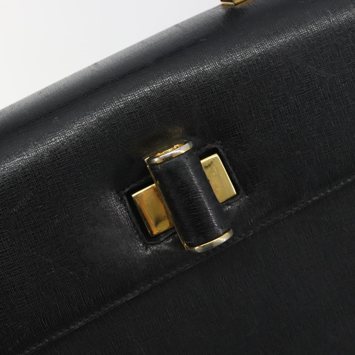 Salvatore Ferragamo Gancini Leather Black Leather Handbag (Pre-Owned)