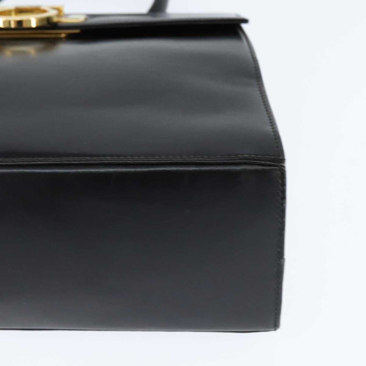 Salvatore Ferragamo Gancini Convertible Top Handle Leather Black Leather Handbag (Pre-Owned)