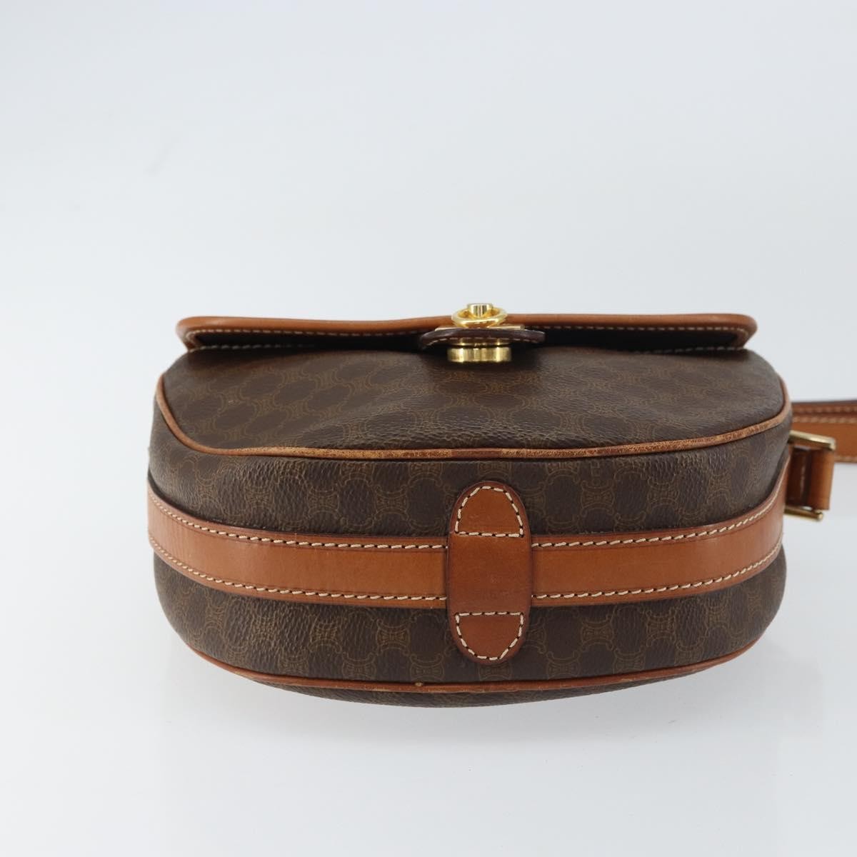 Celine Vintage Macadam Canvas And Leather Brown Canvas Shoulder Bag Bag (Pre-Owned)