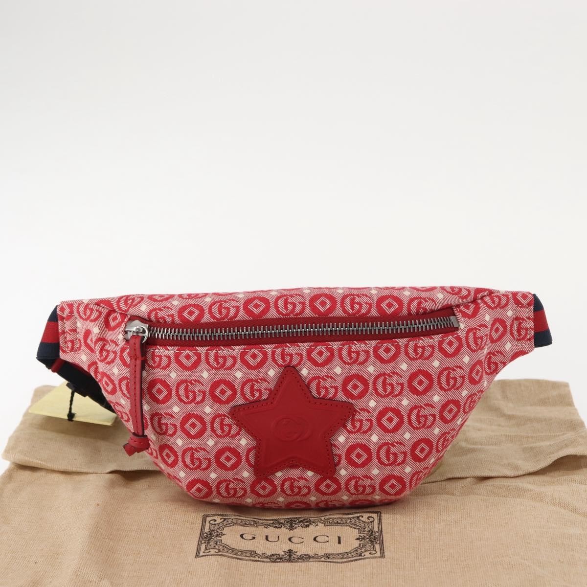 Gucci Children's Belt Gg Coated Canvas Red Canvas Handbag (Pre-Owned)
