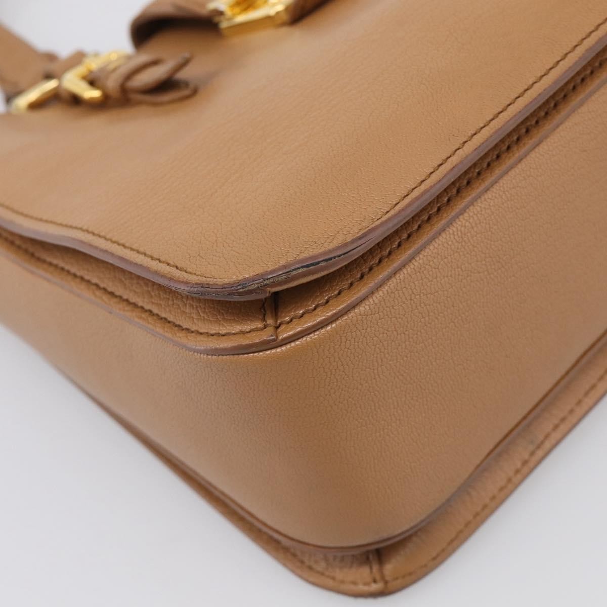 Miu Miu Madras Convertible Lock Leather Brown Leather Tote Bag Bag (Pre-Owned)