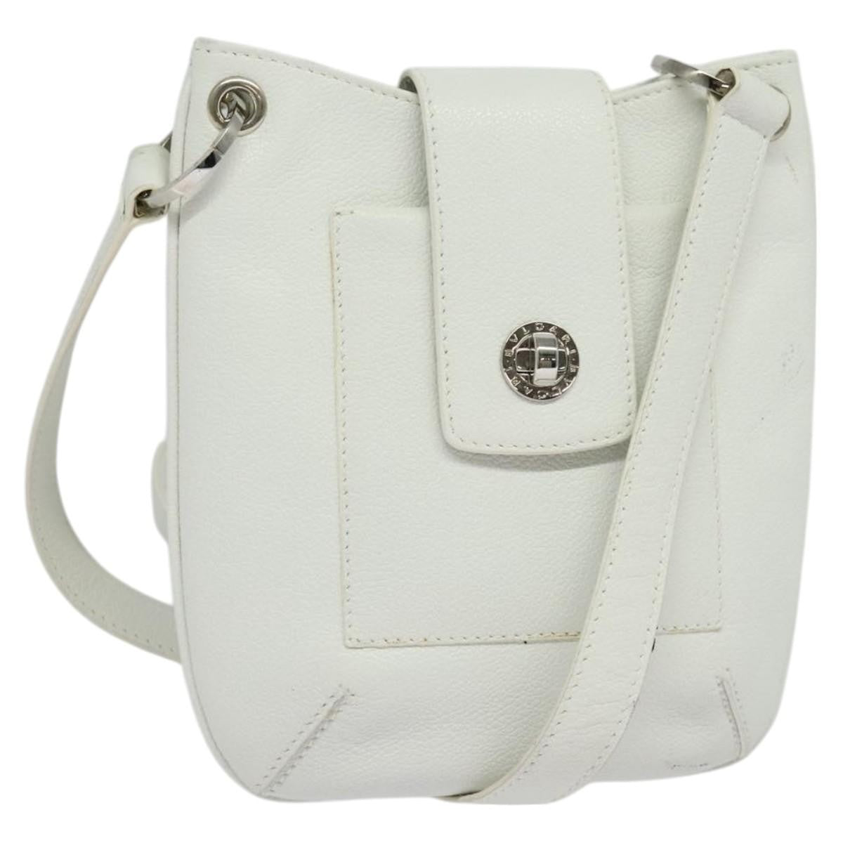 Bvlgari Vintage Leather White Leather Shoulder Bag Bag (Pre-Owned)