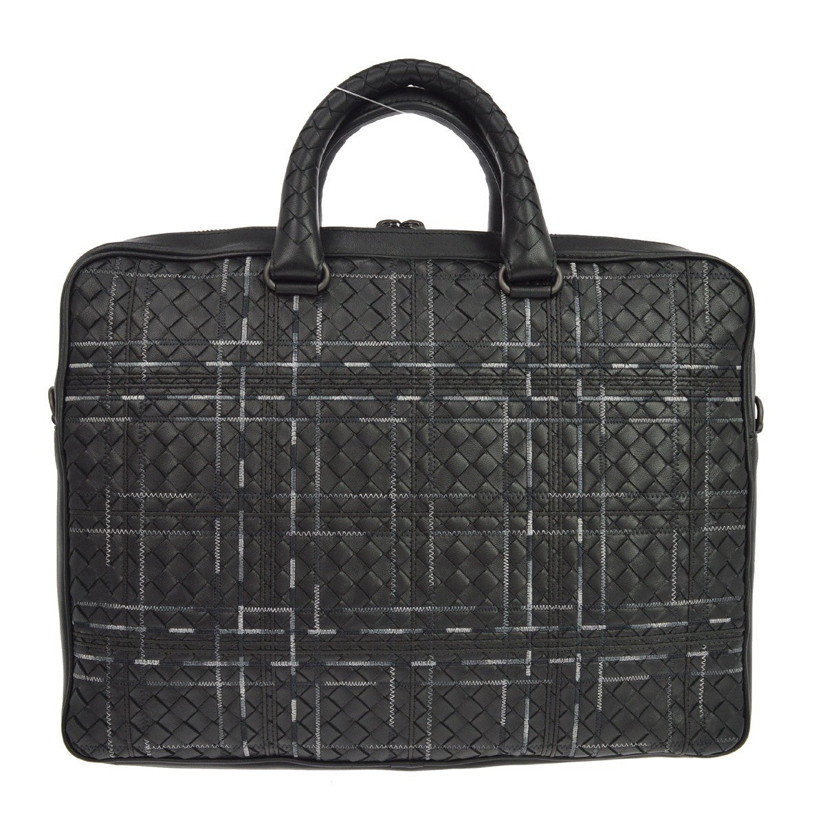 Bottega Veneta Soft Slim Intrecciato Nappa Black Leather Briefcase Bag (Pre-Owned)