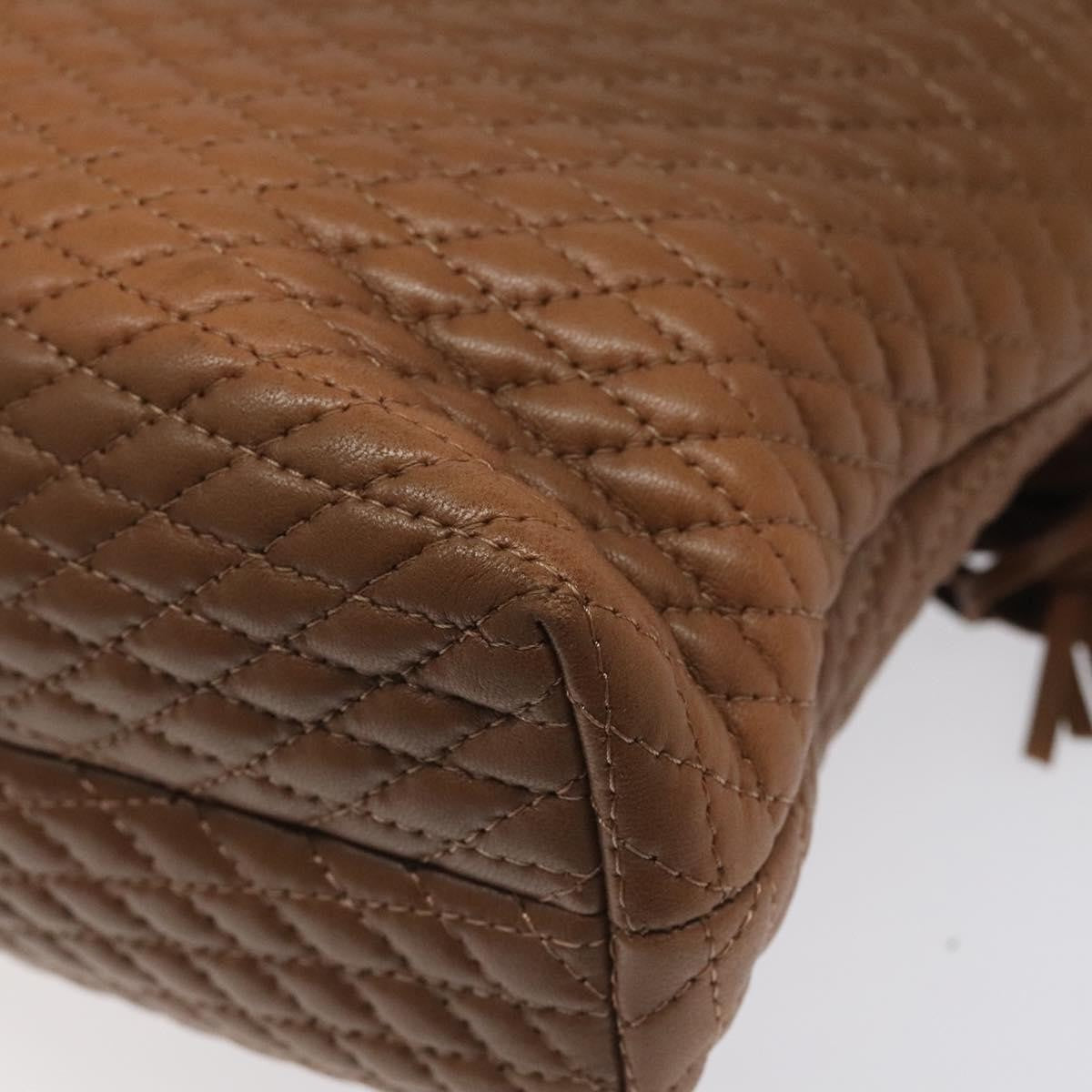 Bally Vintage Quilted Leather Brown Leather Handbag (Pre-Owned)
