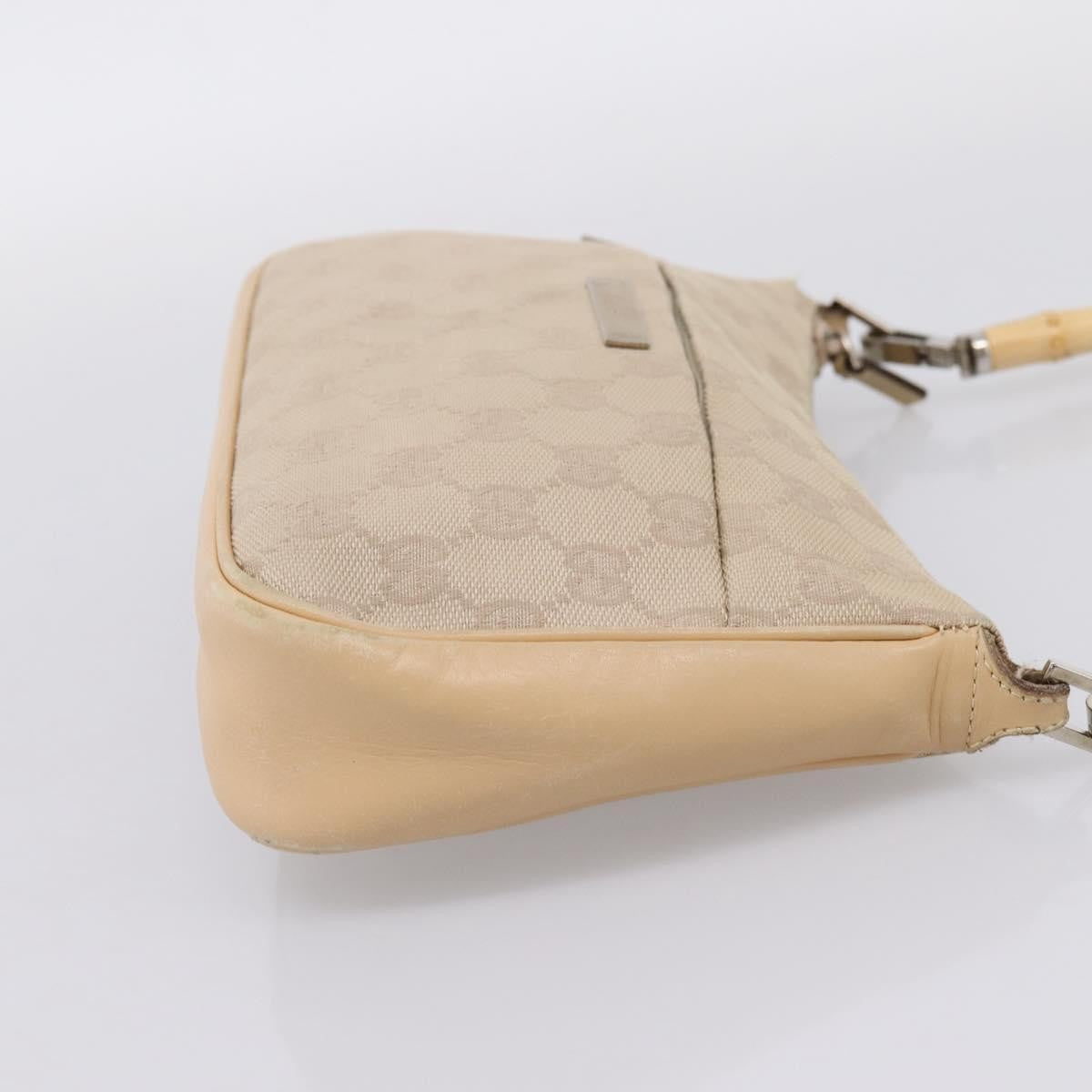 Gucci Bamboo Top Handle Gg Canvas Beige Canvas Handbag (Pre-Owned)