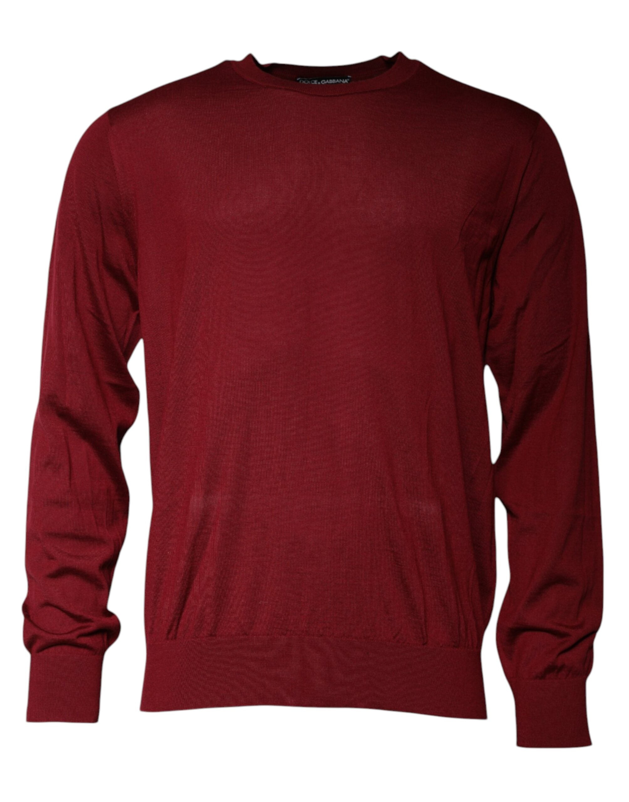 Dolce & Gabbana Maroon Cashmere Crew Neck Pullover Men's Sweater (Pre-Owned)
