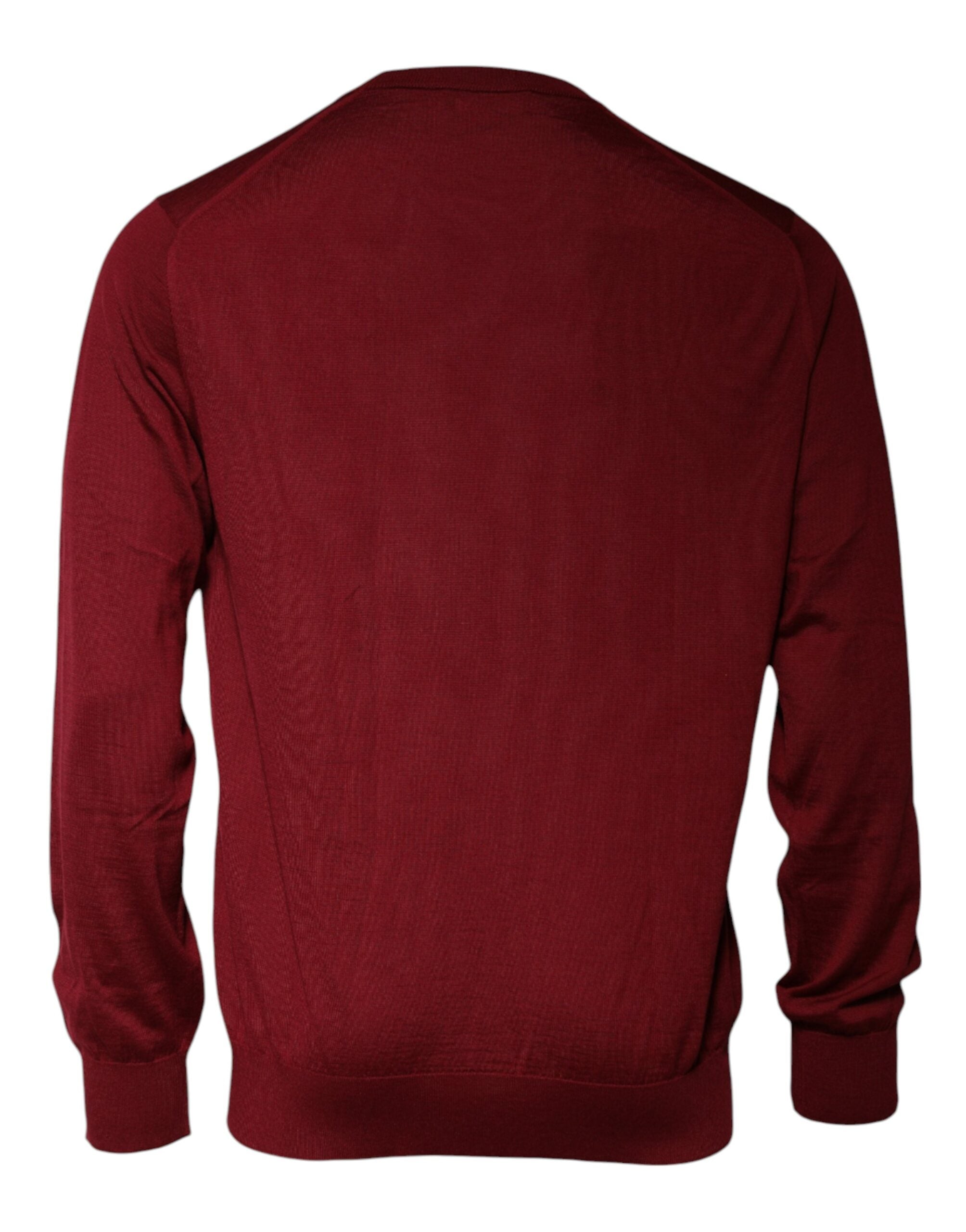Dolce & Gabbana Maroon Cashmere Crew Neck Pullover Men's Sweater (Pre-Owned)