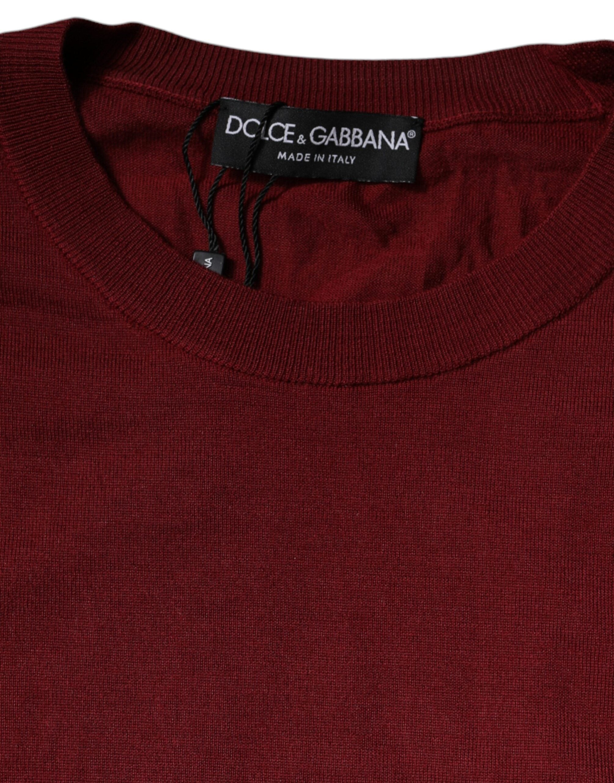 Dolce & Gabbana Maroon Cashmere Crew Neck Pullover Men's Sweater (Pre-Owned)