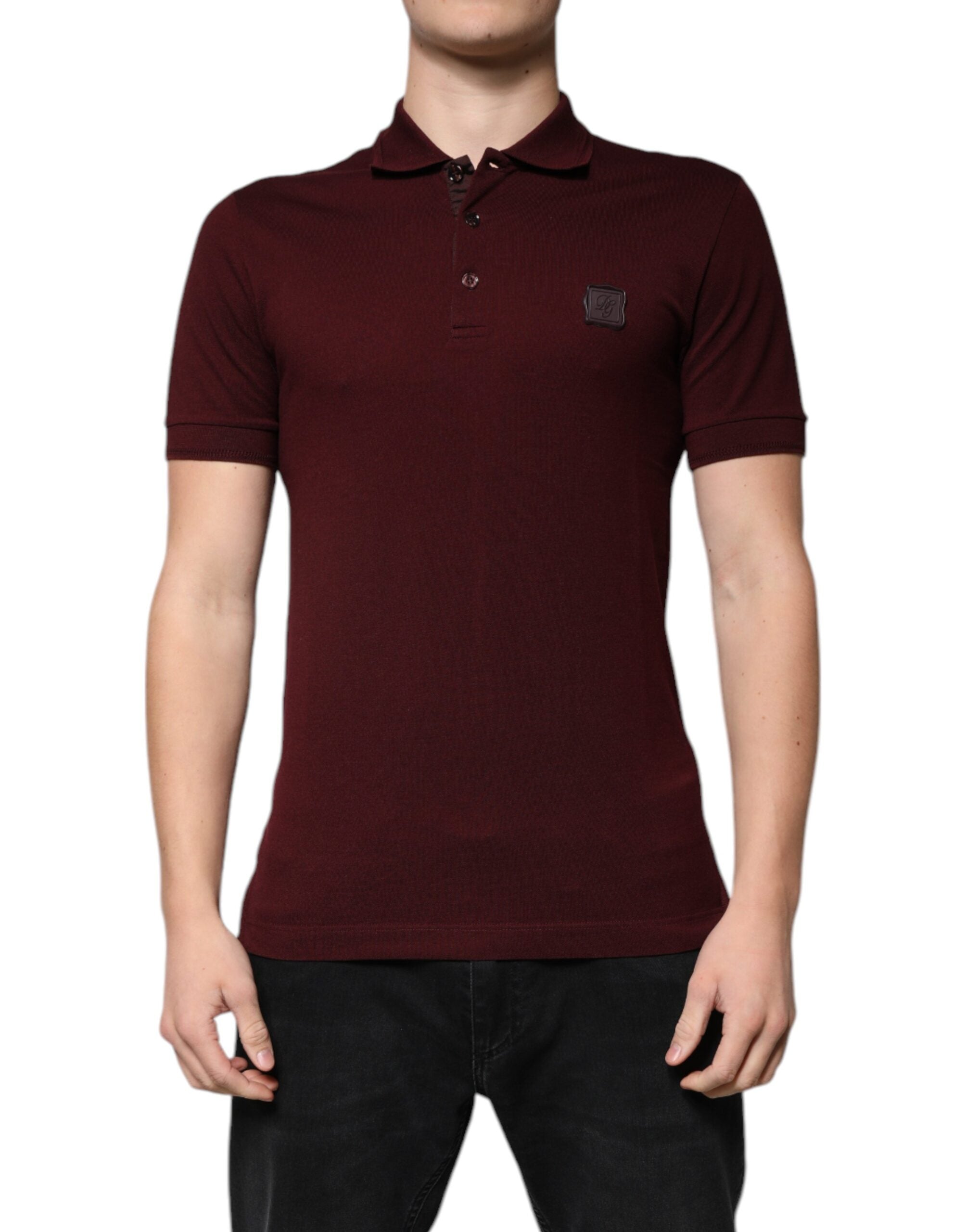 Dolce & Gabbana Maroon Collared Short Sleeves Polo Men's T-shirt