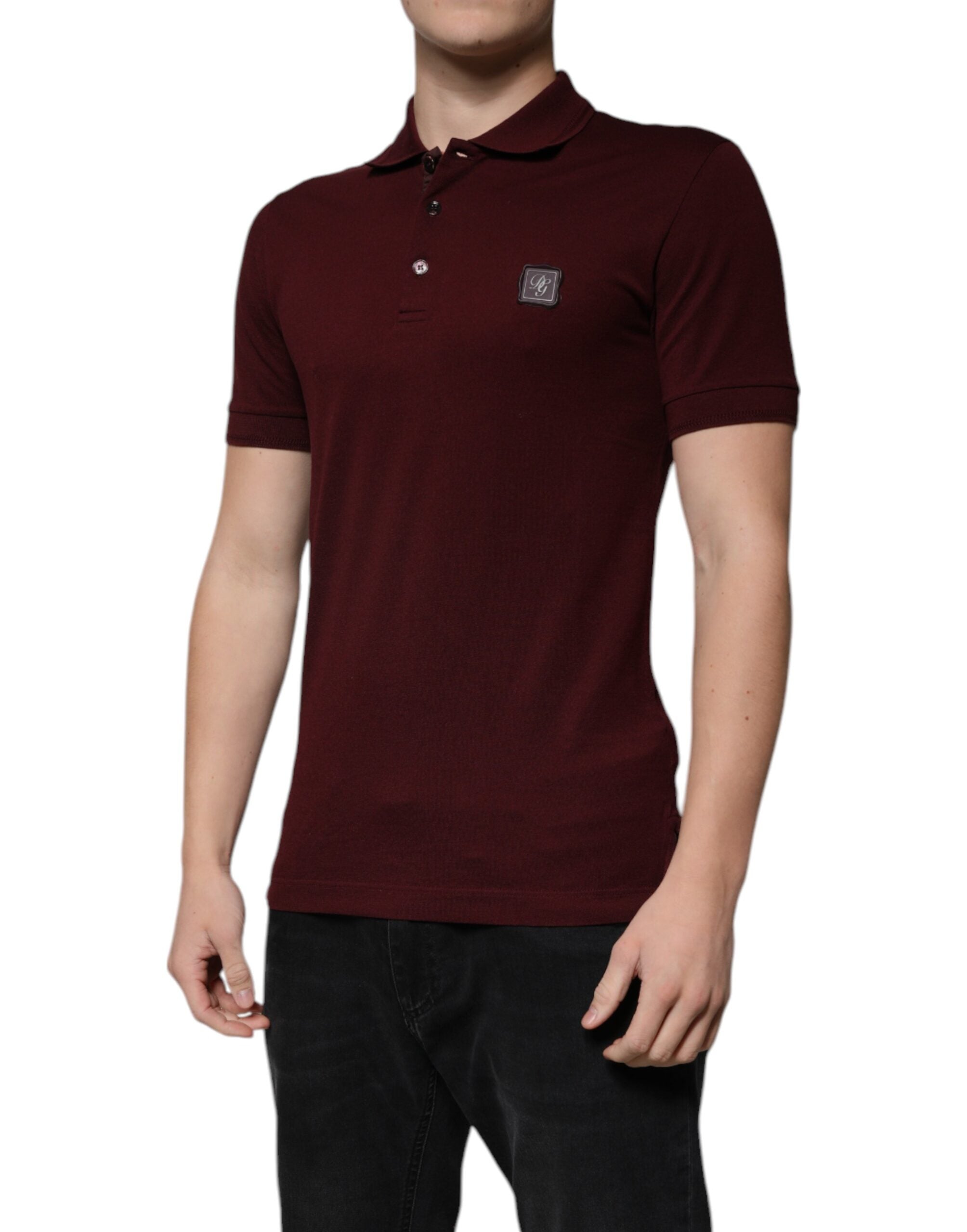 Dolce & Gabbana Maroon Collared Short Sleeves Polo Men's T-shirt