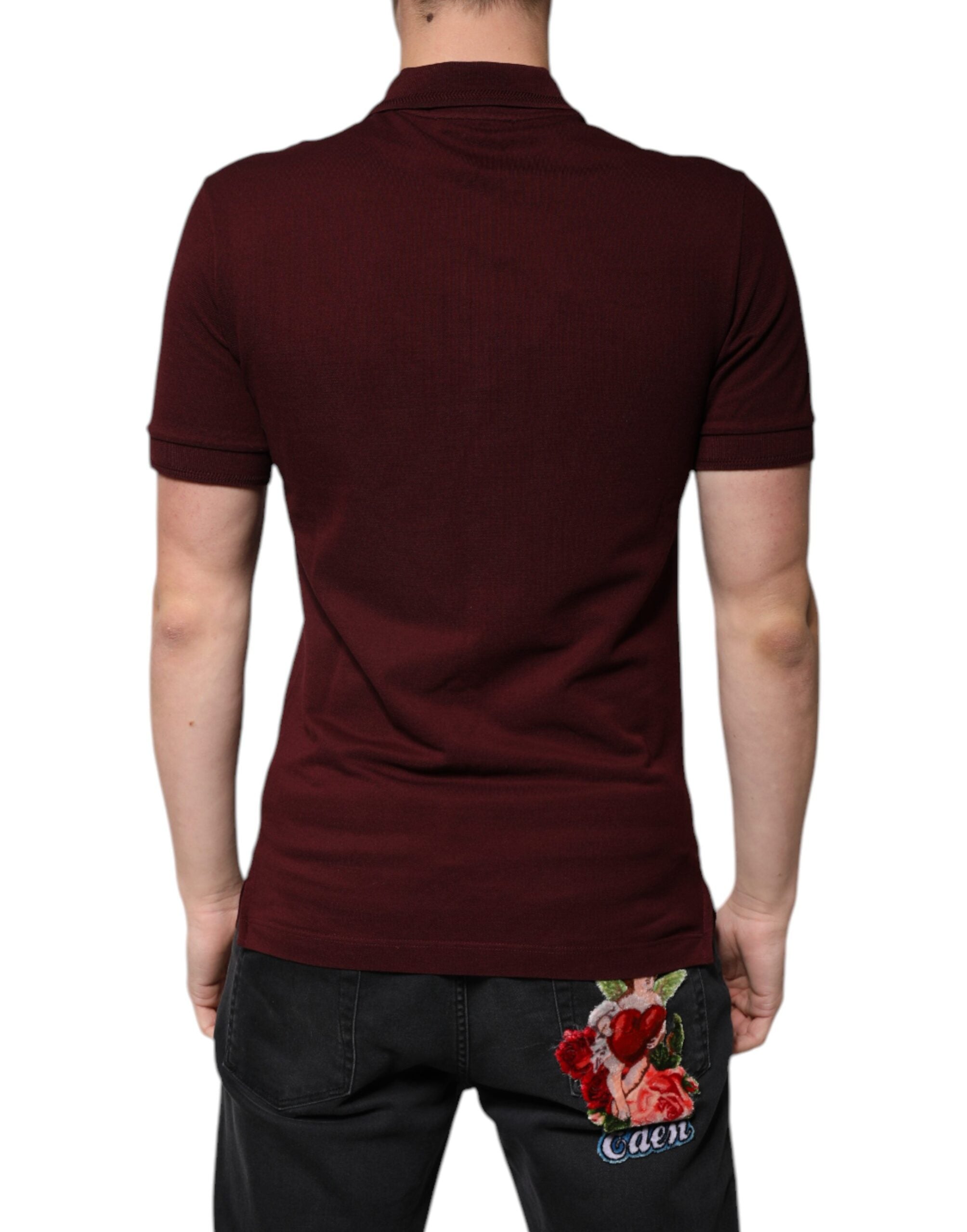 Dolce & Gabbana Maroon Collared Short Sleeves Polo Men's T-shirt