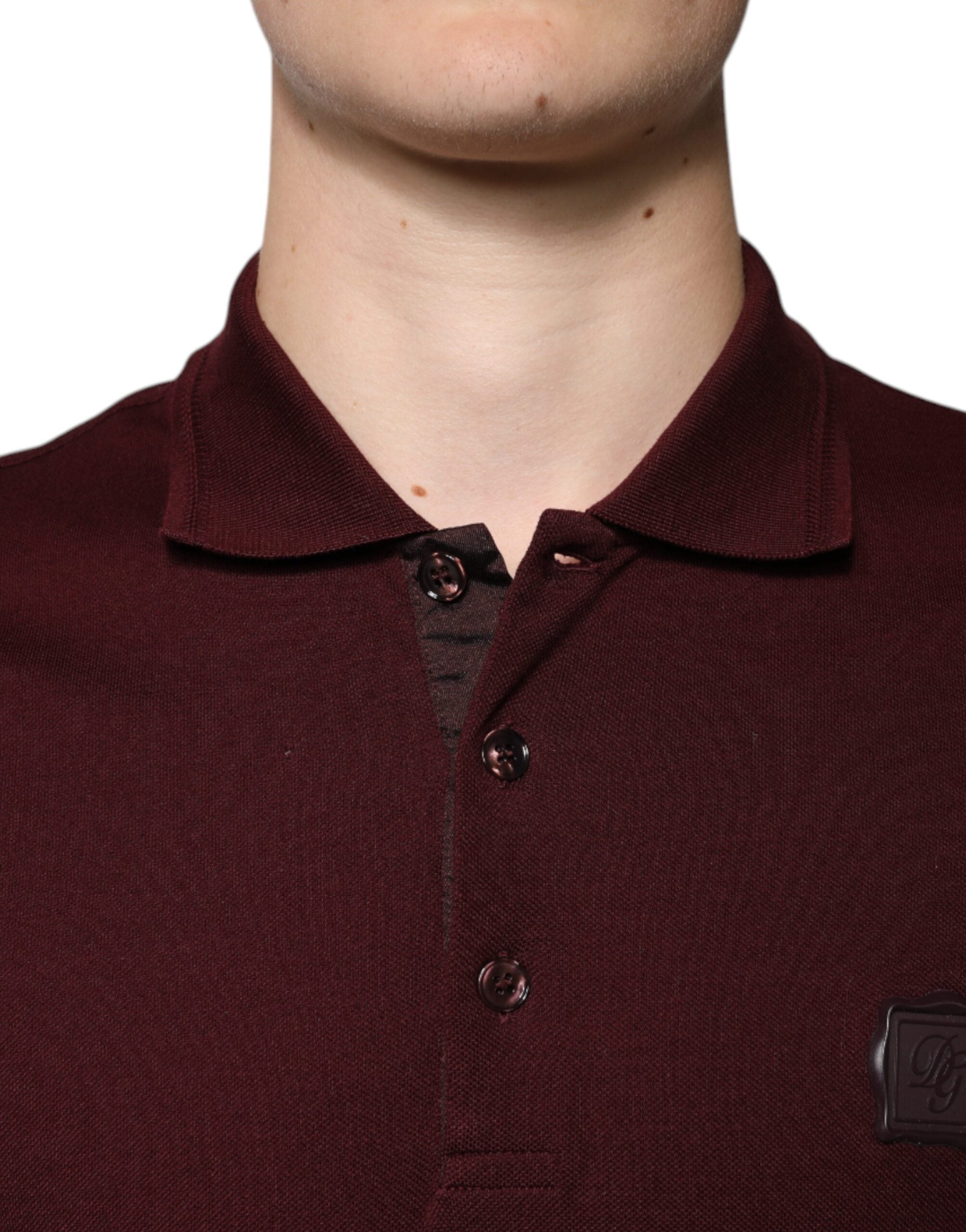 Dolce & Gabbana Maroon Collared Short Sleeves Polo Men's T-shirt